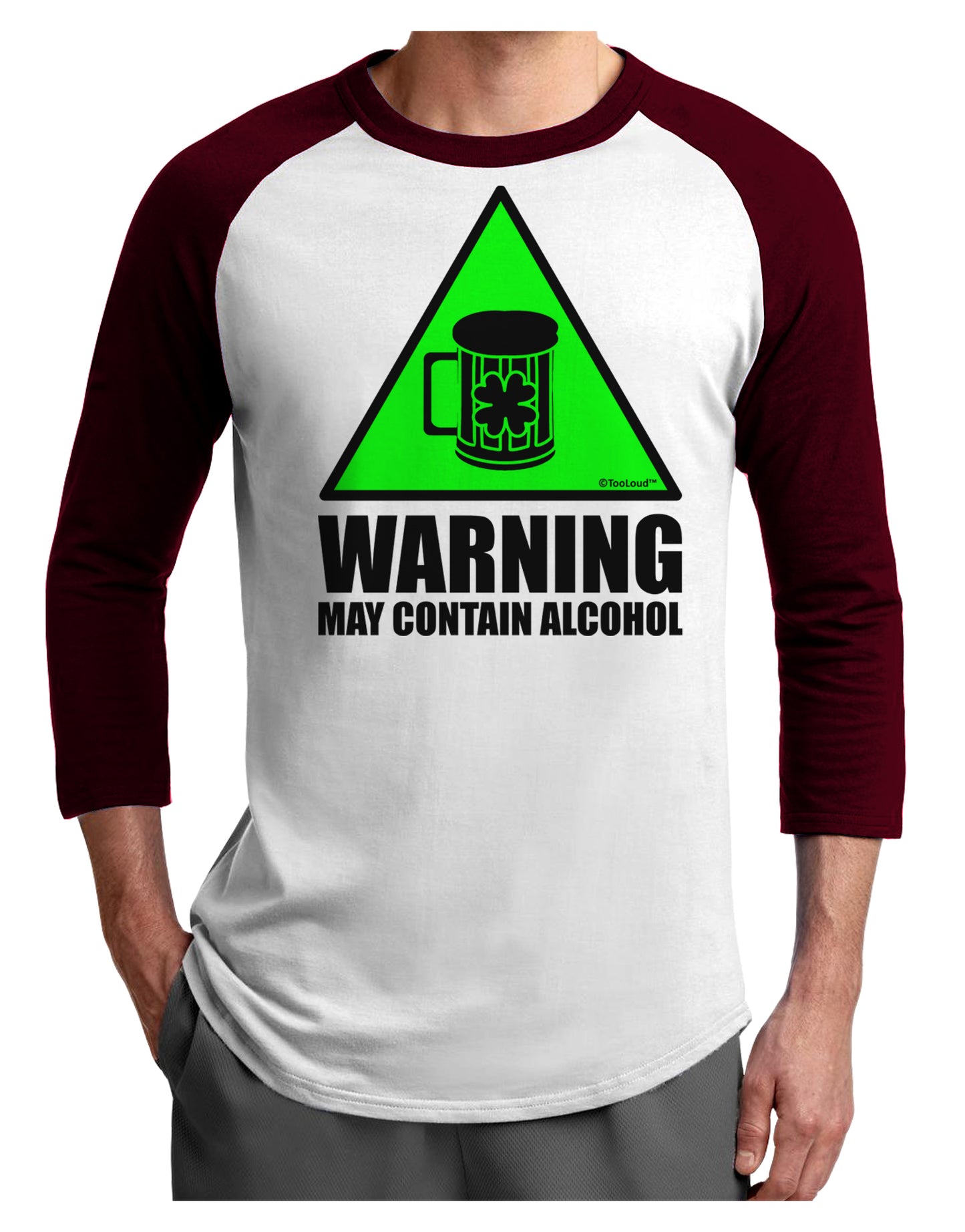 Warning May Contain Alcohol Adult Raglan Shirt by TooLoud-TooLoud-White-Cardinal-X-Small-Davson Sales