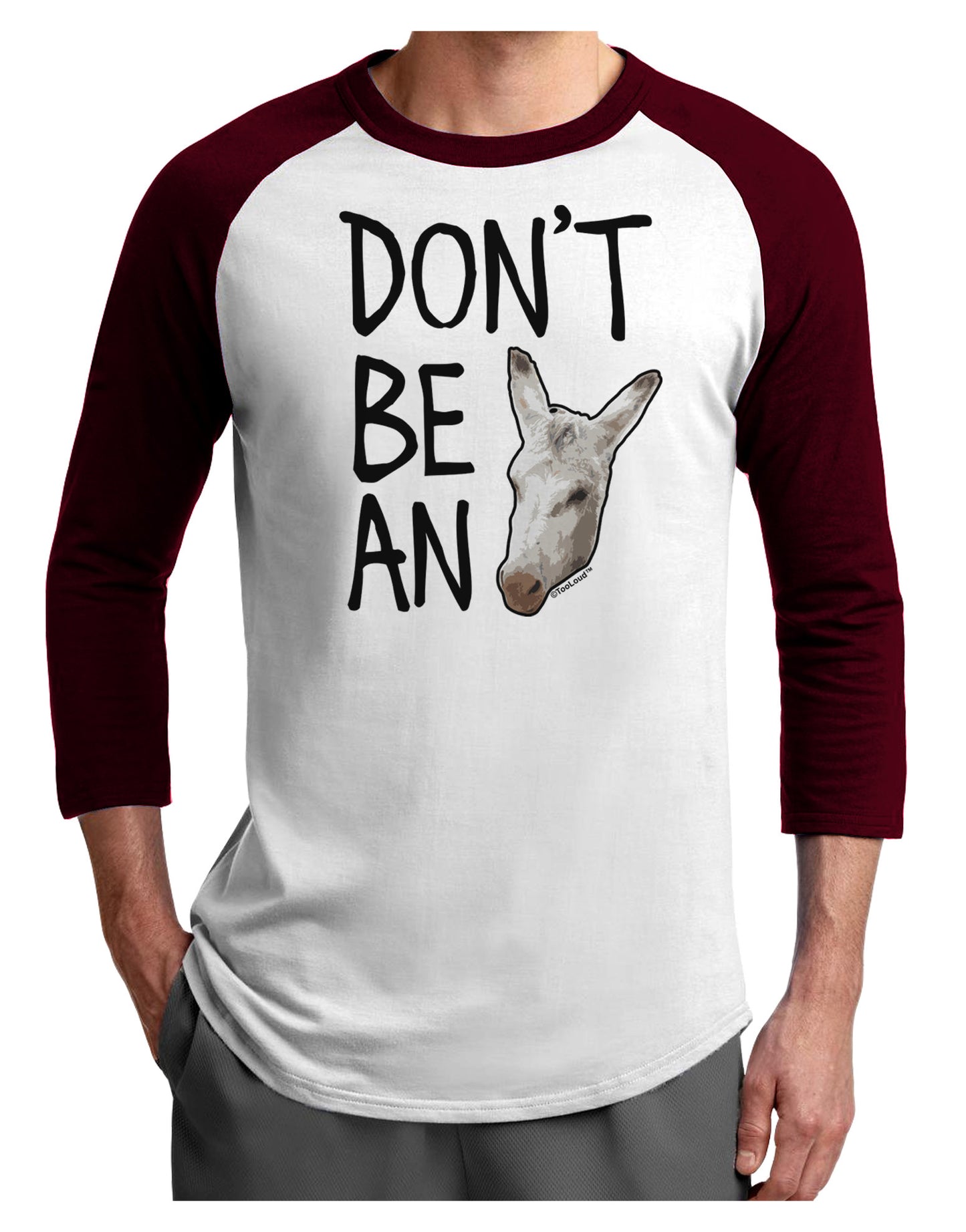 Don't Be An Ass Adult Raglan Shirt-Raglan Shirt-TooLoud-White-Cardinal-X-Small-Davson Sales