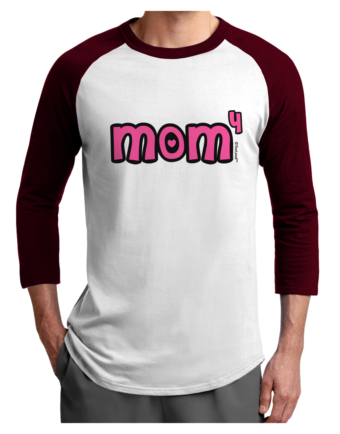 Mom to the Fourth Power - Cute Mom of 4 Design Adult Raglan Shirt by TooLoud-TooLoud-White-Cardinal-X-Small-Davson Sales