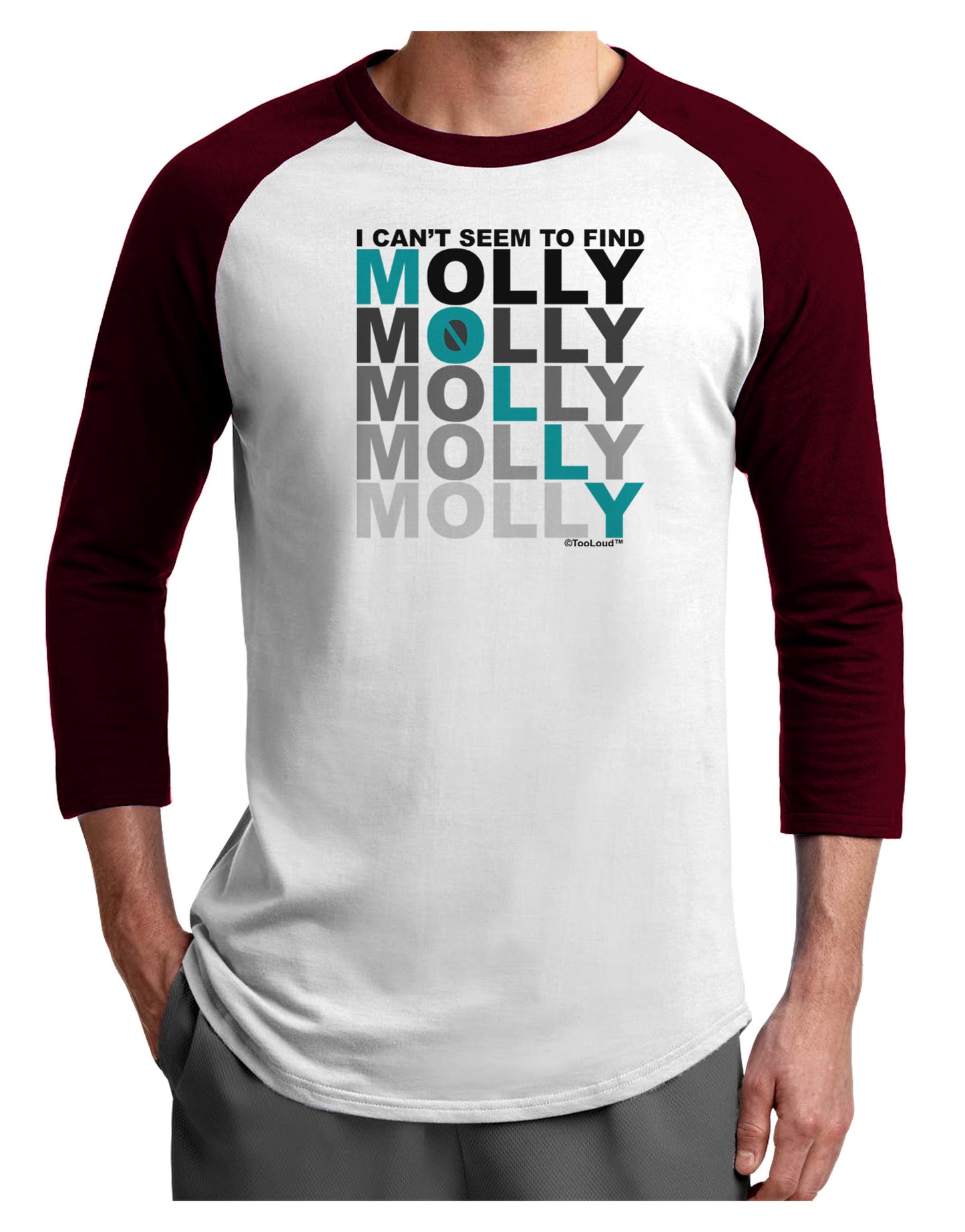 Find Molly Blue Adult Raglan Shirt-Raglan Shirt-TooLoud-White-Cardinal-X-Small-Davson Sales