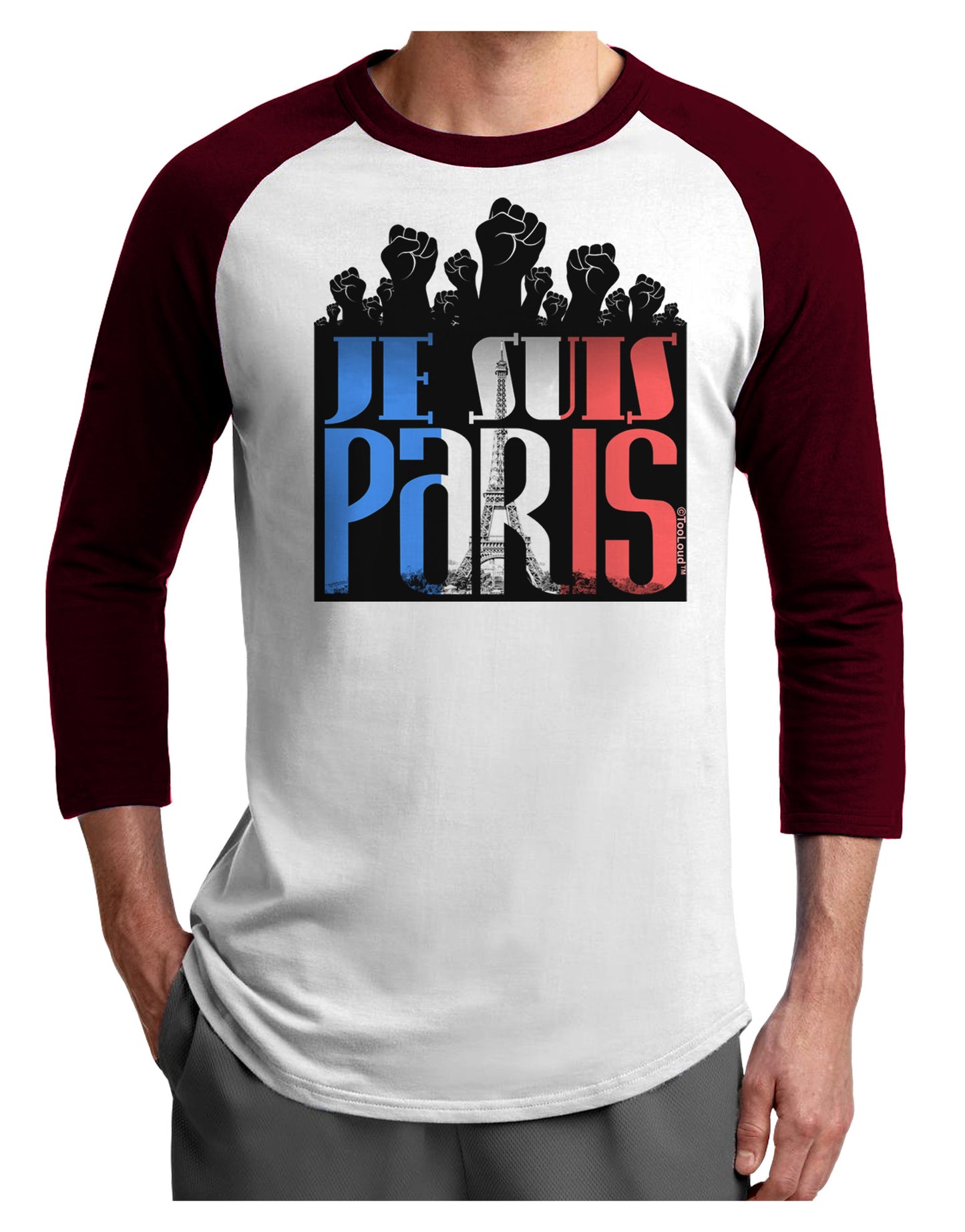 Je Suis Paris - Strong Adult Raglan Shirt by-Raglan Shirt-TooLoud-White-Cardinal-X-Small-Davson Sales