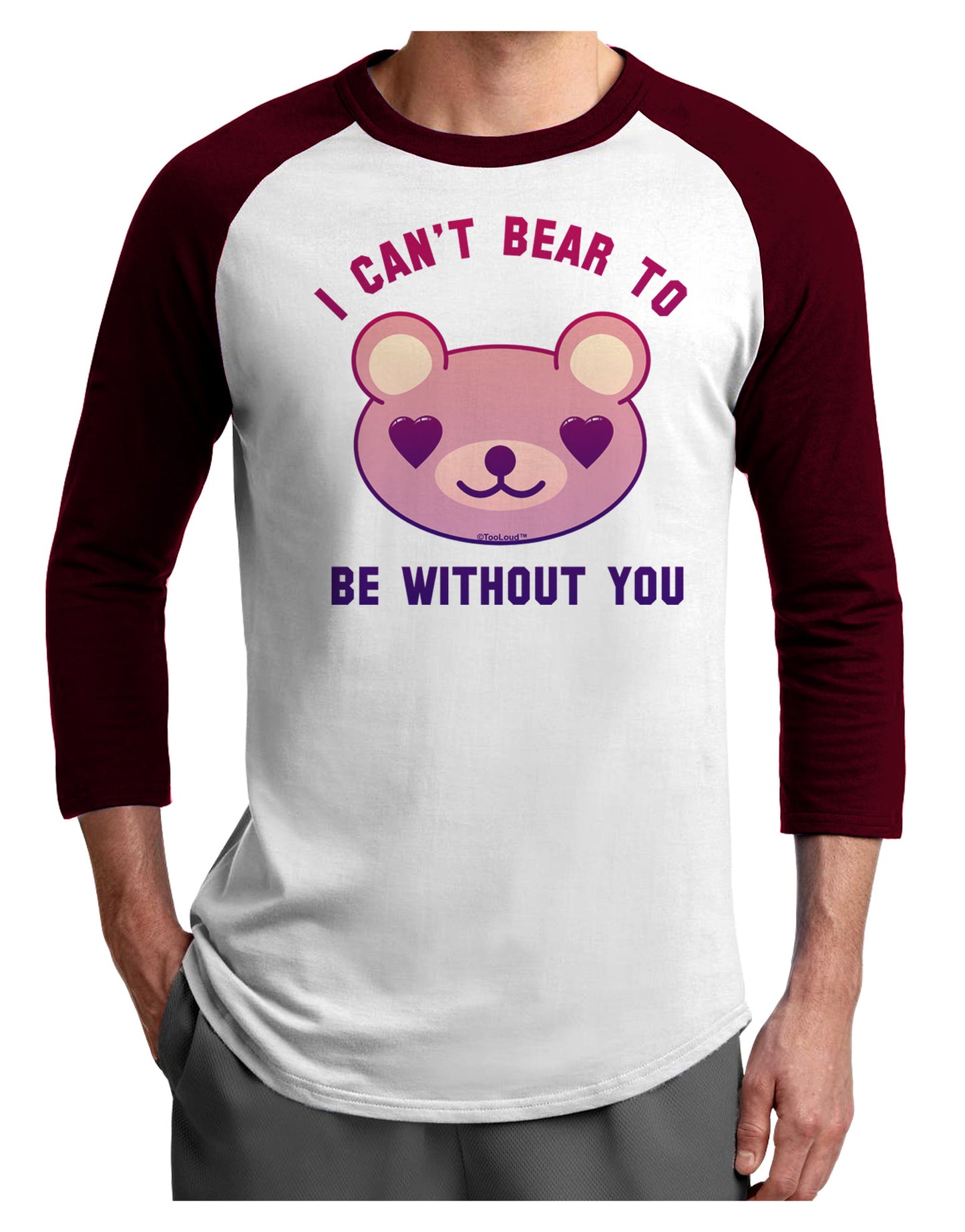 I Can't Bear to be Without You Adult Raglan Shirt by-Raglan Shirt-TooLoud-White-Cardinal-X-Small-Davson Sales