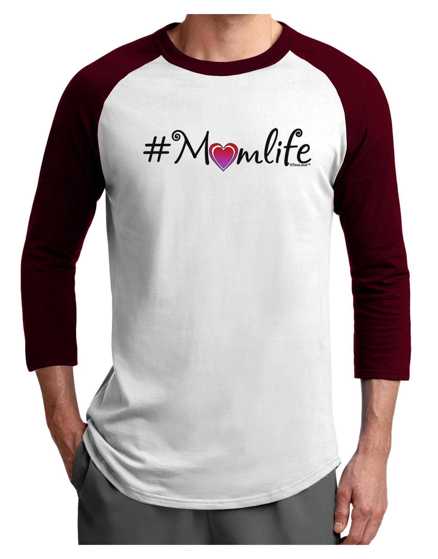 Hashtag Momlife Adult Raglan Shirt-Raglan Shirt-TooLoud-White-Cardinal-X-Small-Davson Sales