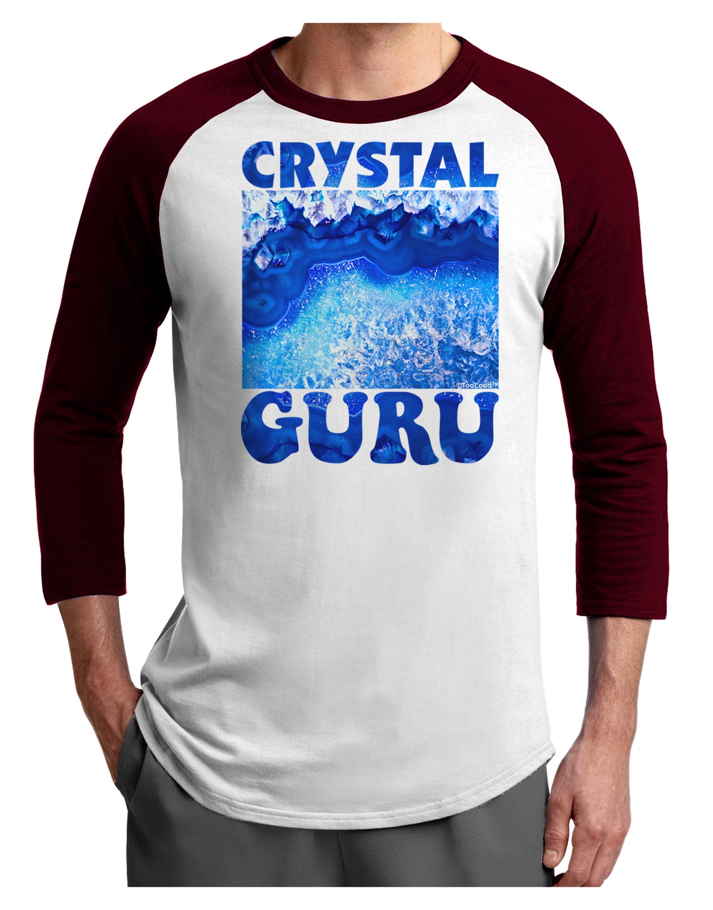 Crystal Guru Adult Raglan Shirt-Raglan Shirt-TooLoud-White-Cardinal-X-Small-Davson Sales