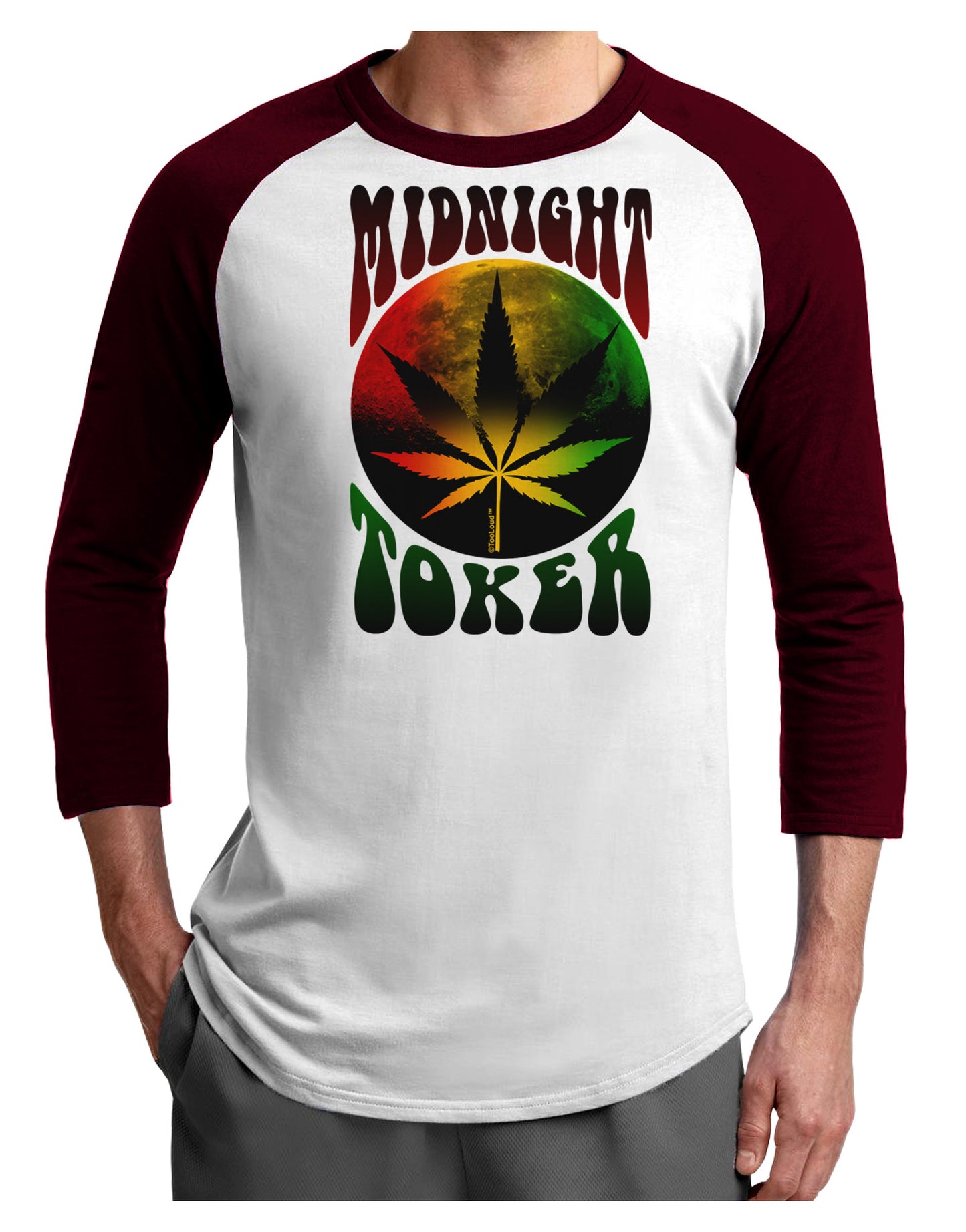 Midnight Toker Marijuana Adult Raglan Shirt-Raglan Shirt-TooLoud-White-Cardinal-X-Small-Davson Sales