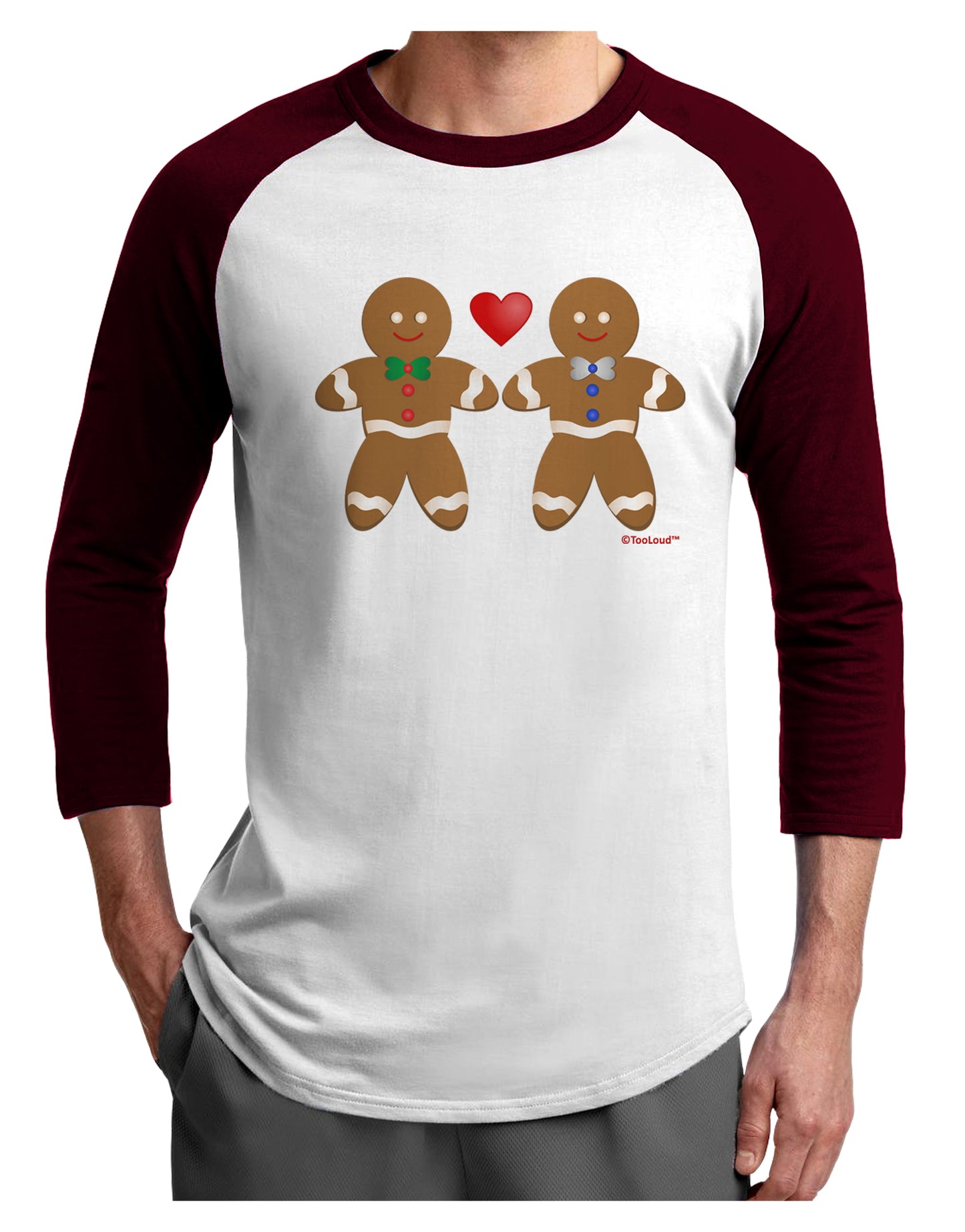 Gingerbread Man Couple Adult Raglan Shirt by TooLoud-TooLoud-White-Cardinal-X-Small-Davson Sales