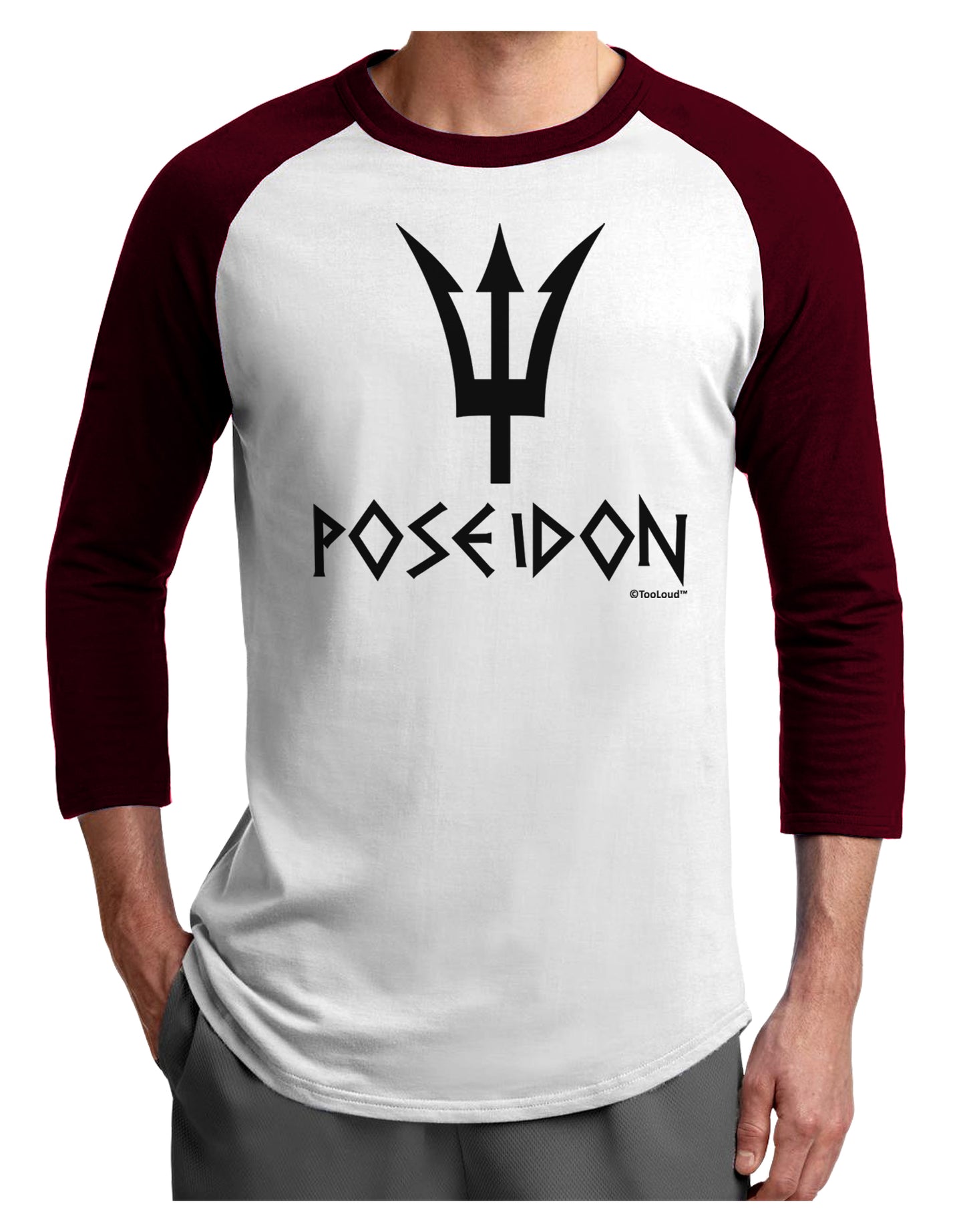 Trident of Poseidon with Text - Greek Mythology Adult Raglan Shirt by TooLoud-TooLoud-White-Cardinal-X-Small-Davson Sales