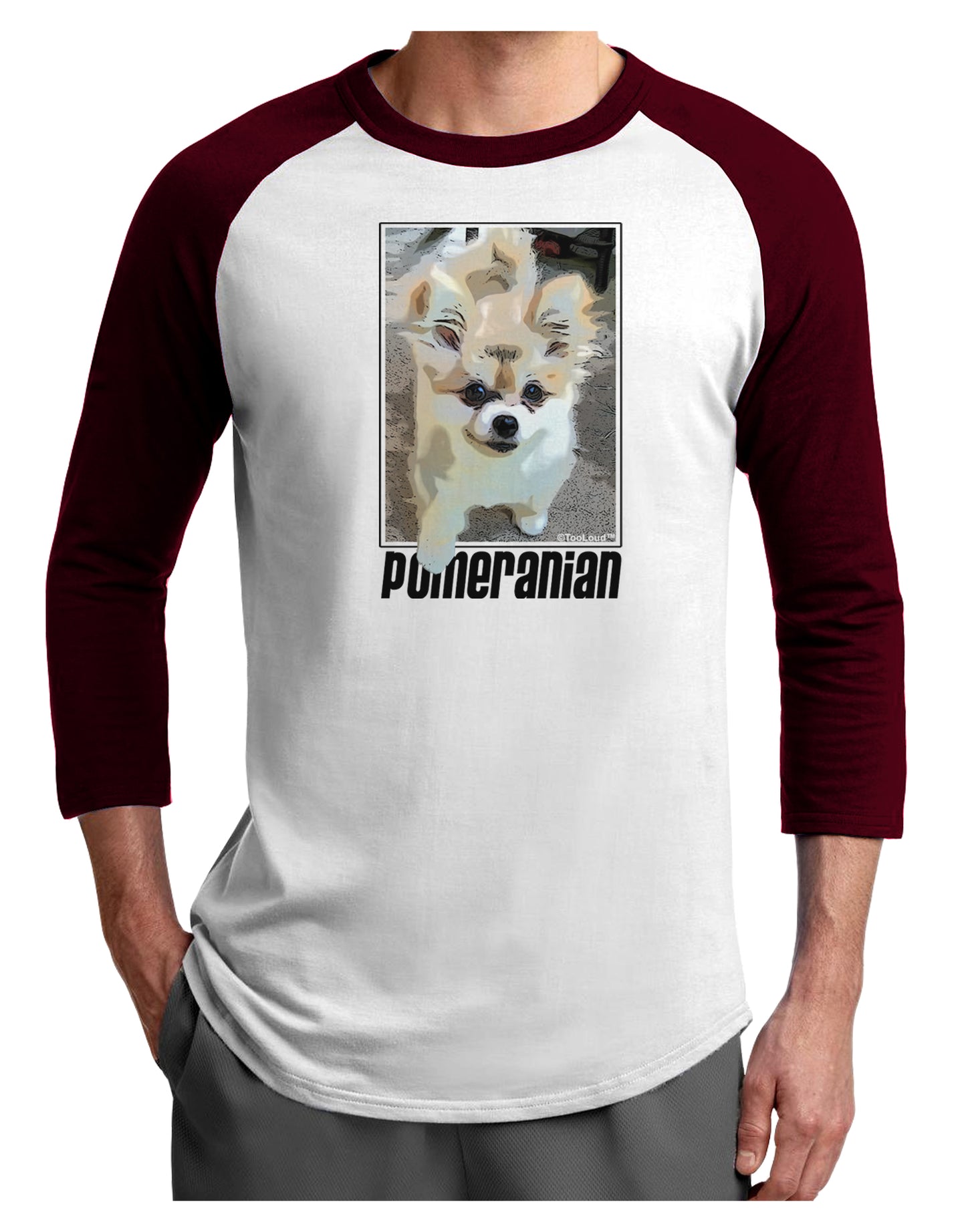 Pomeranian Step Out Adult Raglan Shirt by TooLoud-TooLoud-White-Cardinal-X-Small-Davson Sales