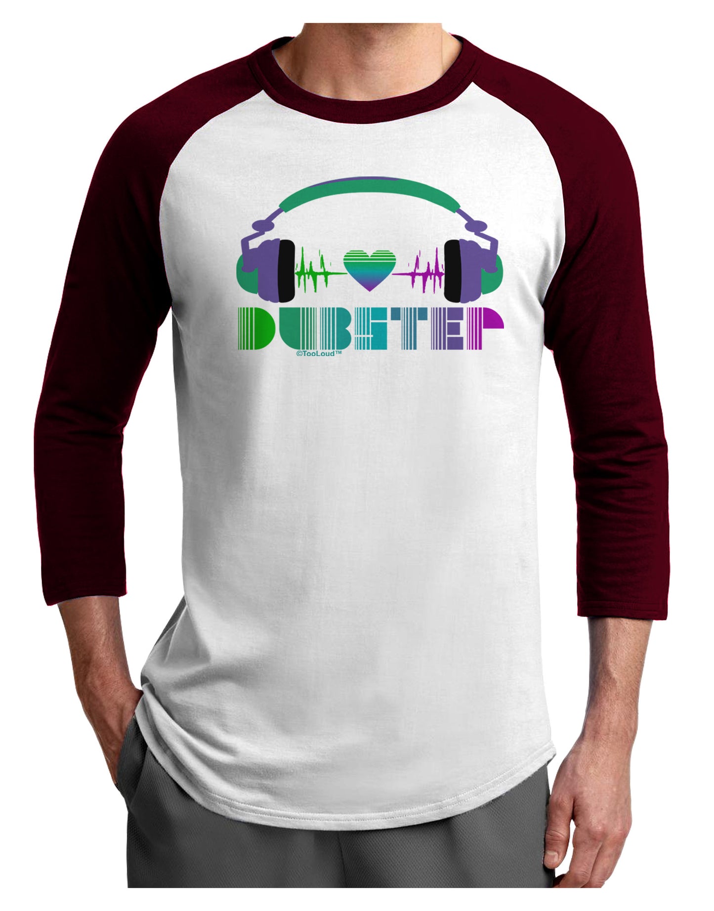 Heart Dubstep Adult Raglan Shirt-Raglan Shirt-TooLoud-White-Cardinal-X-Small-Davson Sales
