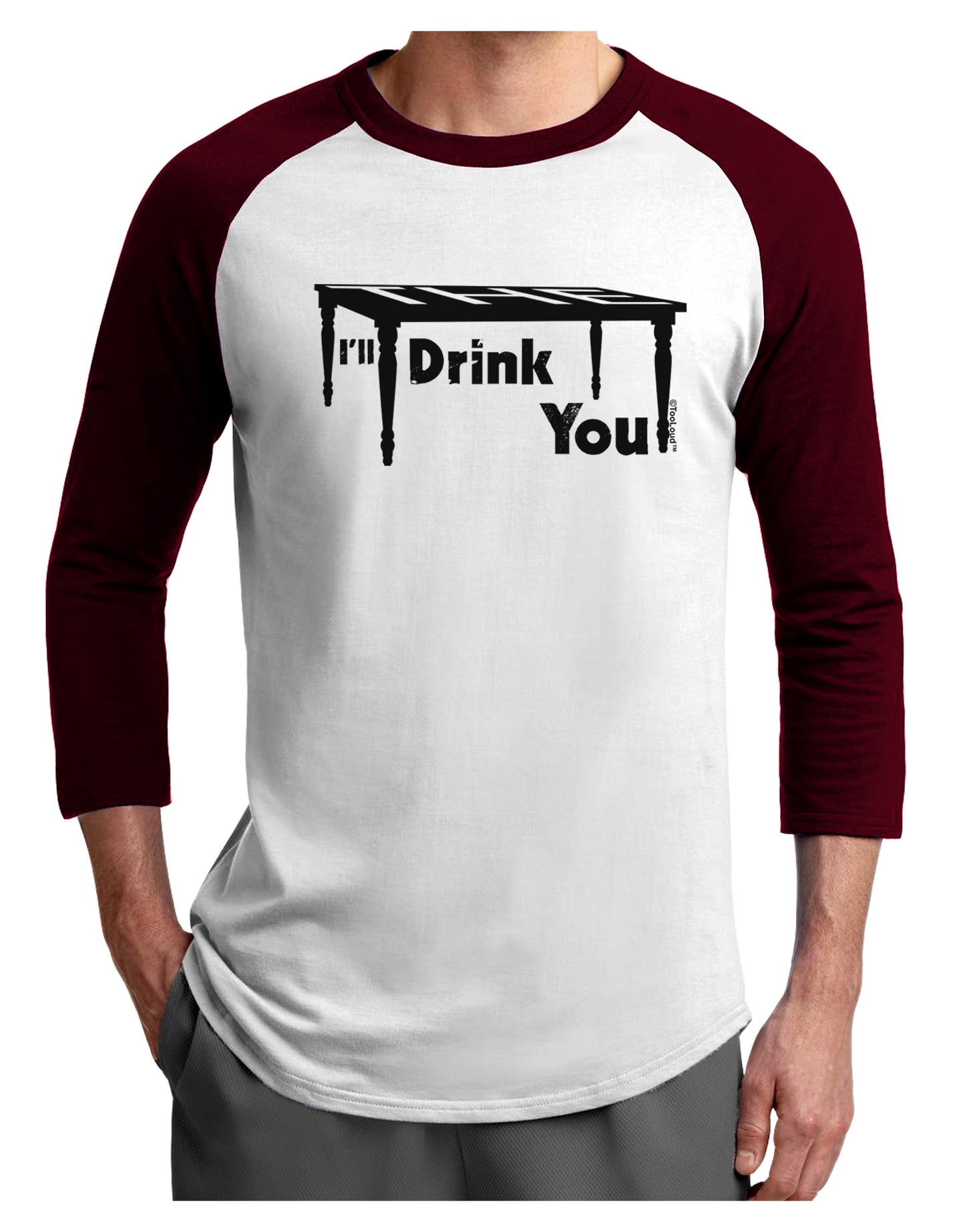 I'll Drink You Under the Table Adult Raglan Shirt-Raglan Shirt-TooLoud-White-Cardinal-X-Small-Davson Sales