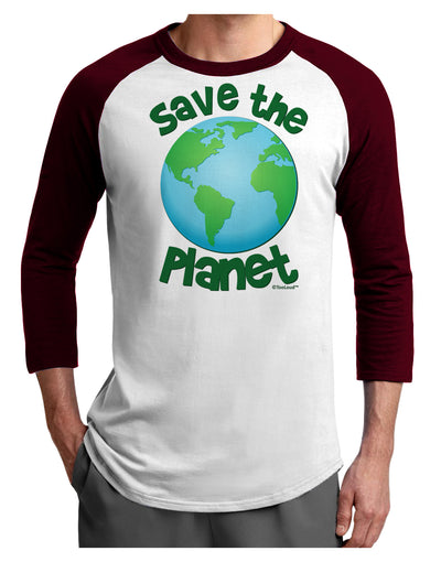 Save the Planet - Earth Adult Raglan Shirt-TooLoud-White-Cardinal-X-Small-Davson Sales