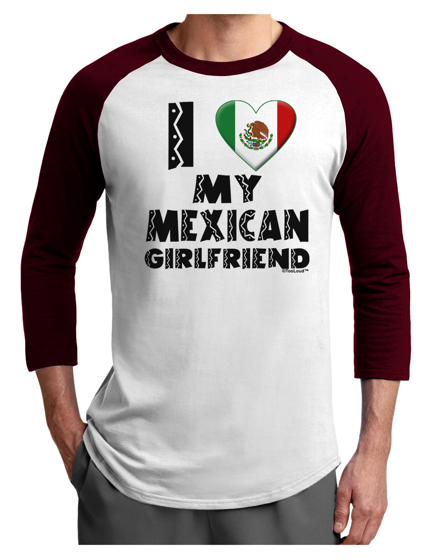 I Heart My Mexican Girlfriend Adult Raglan Shirt by TooLoud-TooLoud-White-Cardinal-X-Small-Davson Sales