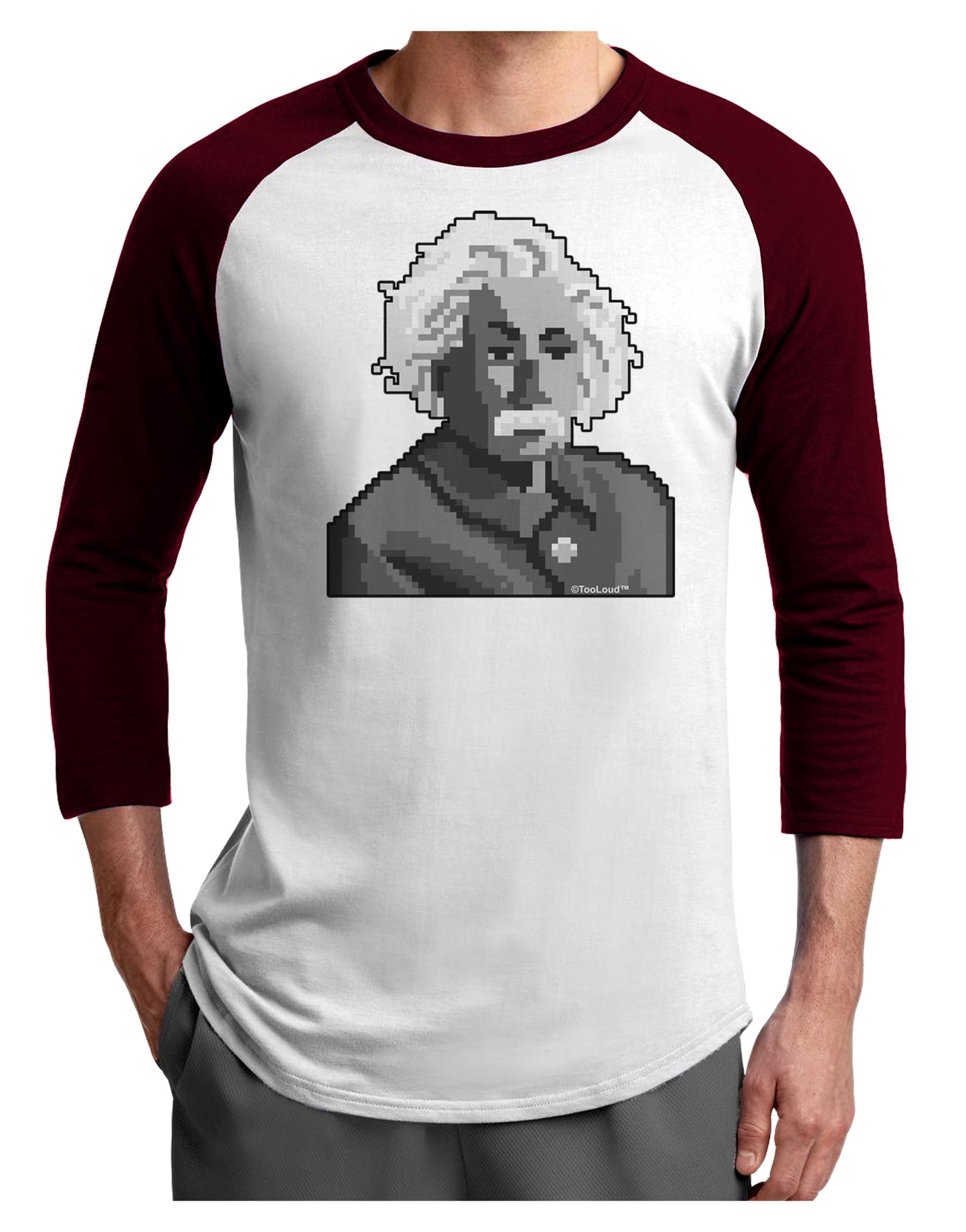 Pixel Albert Design Adult Raglan Shirt by TooLoud-TooLoud-White-Cardinal-X-Small-Davson Sales