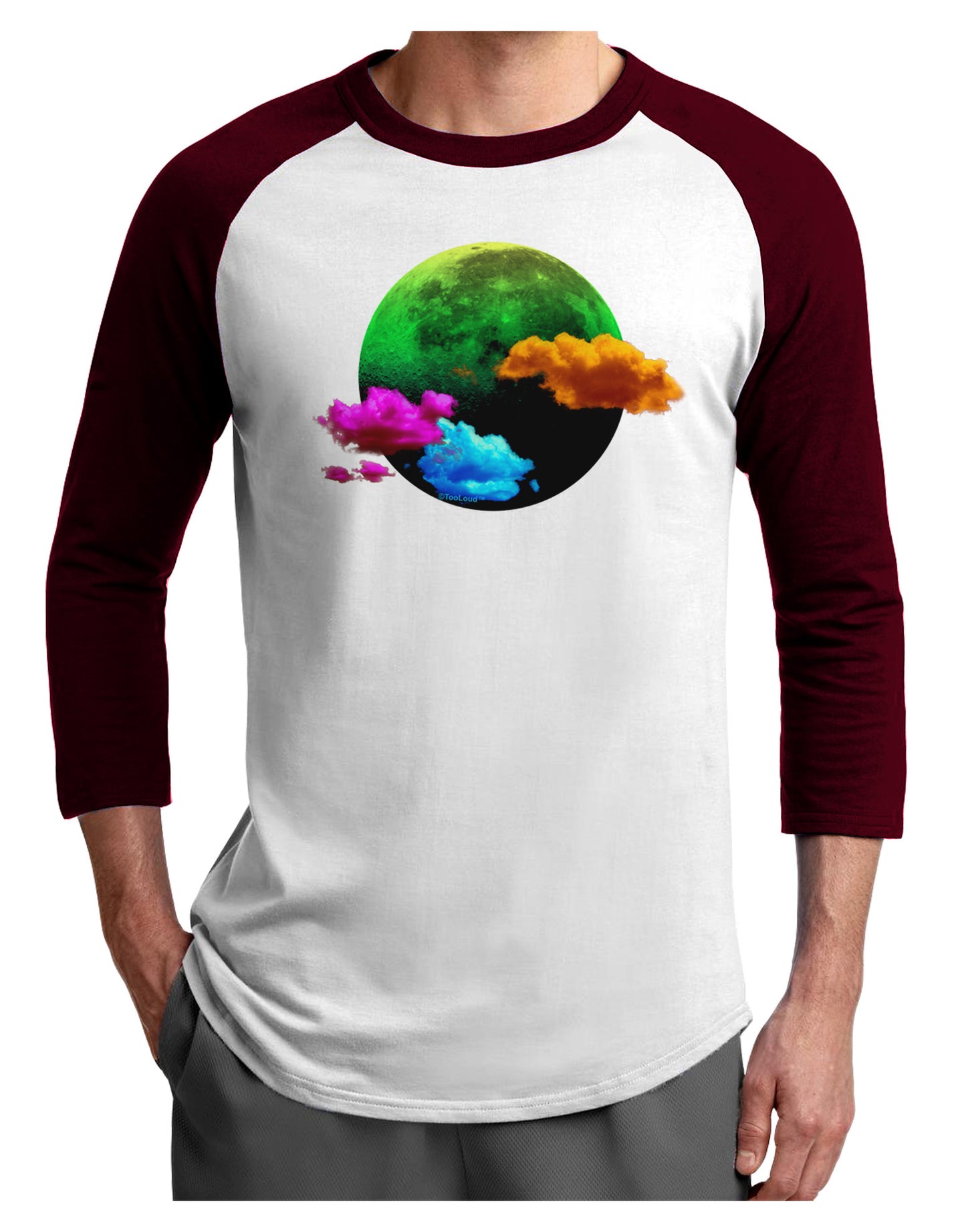 Moon Dream Hallucination Adult Raglan Shirt-Raglan Shirt-TooLoud-White-Cardinal-X-Small-Davson Sales