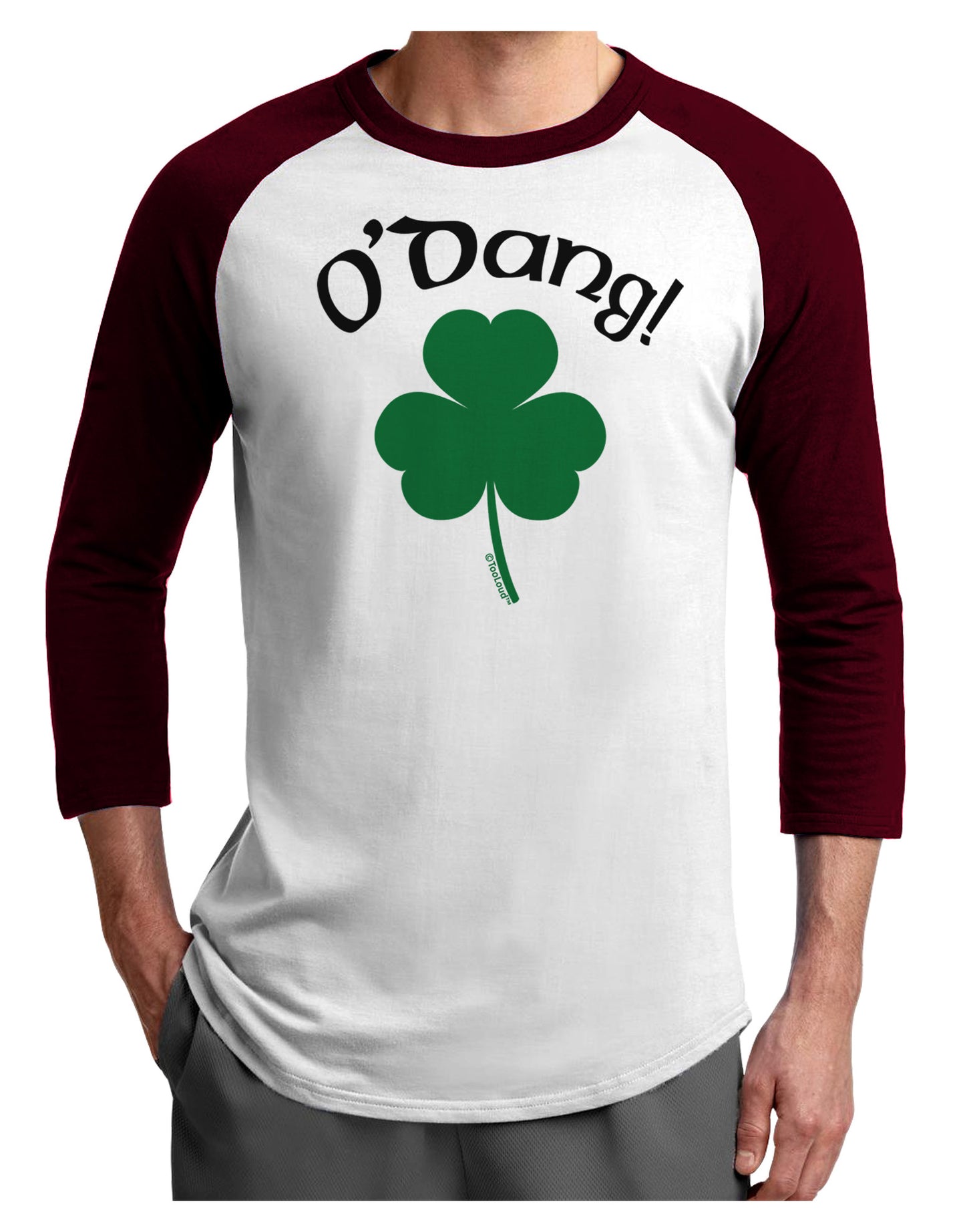 O'Dang - St Patrick's Day Adult Raglan Shirt-Raglan Shirt-TooLoud-White-Cardinal-X-Small-Davson Sales
