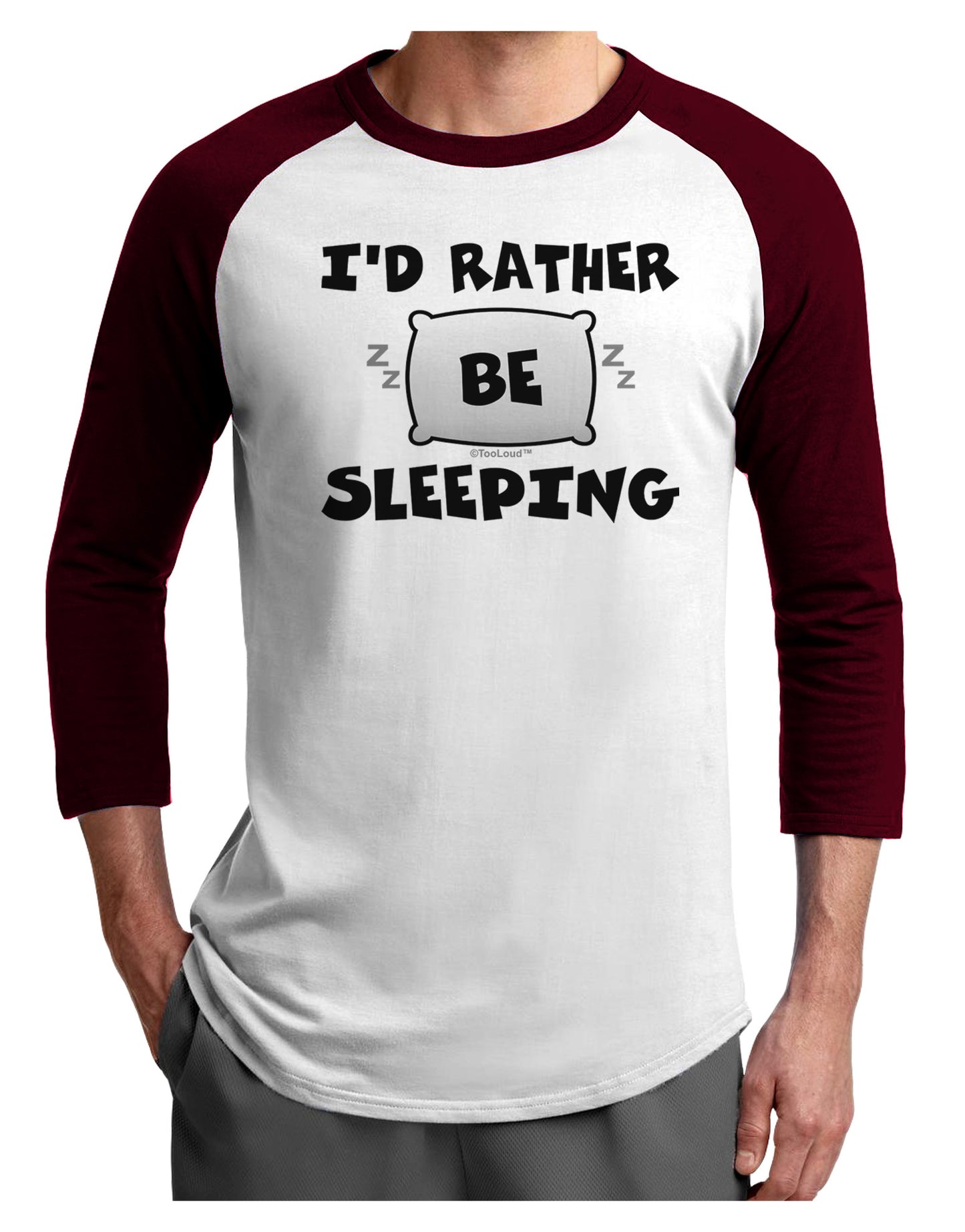 I'd Rather Be Sleeping Adult Raglan Shirt-Raglan Shirt-TooLoud-White-Cardinal-X-Small-Davson Sales