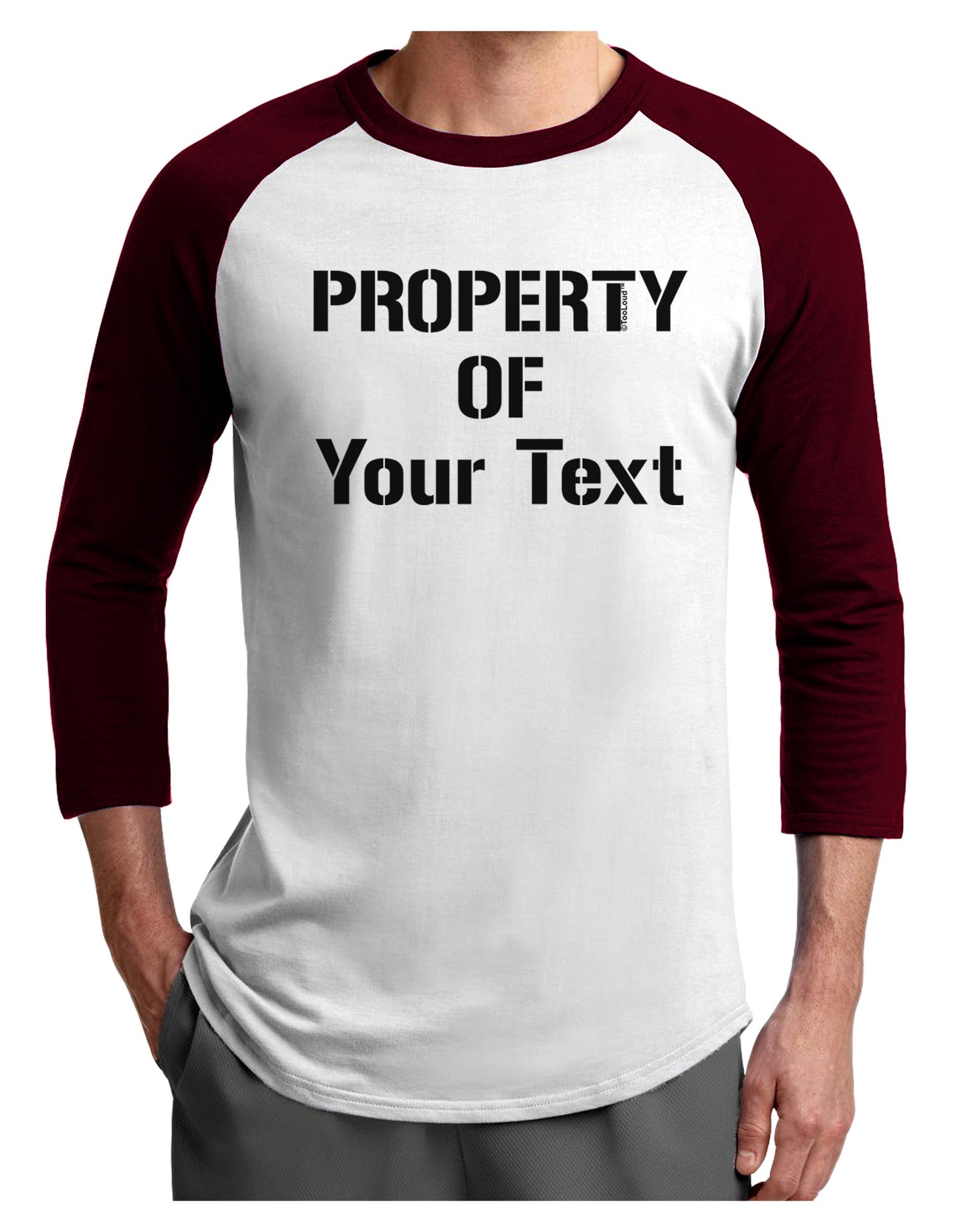 Personalized Property Of Adult Raglan Shirt-TooLoud-White-Cardinal-X-Small-Davson Sales