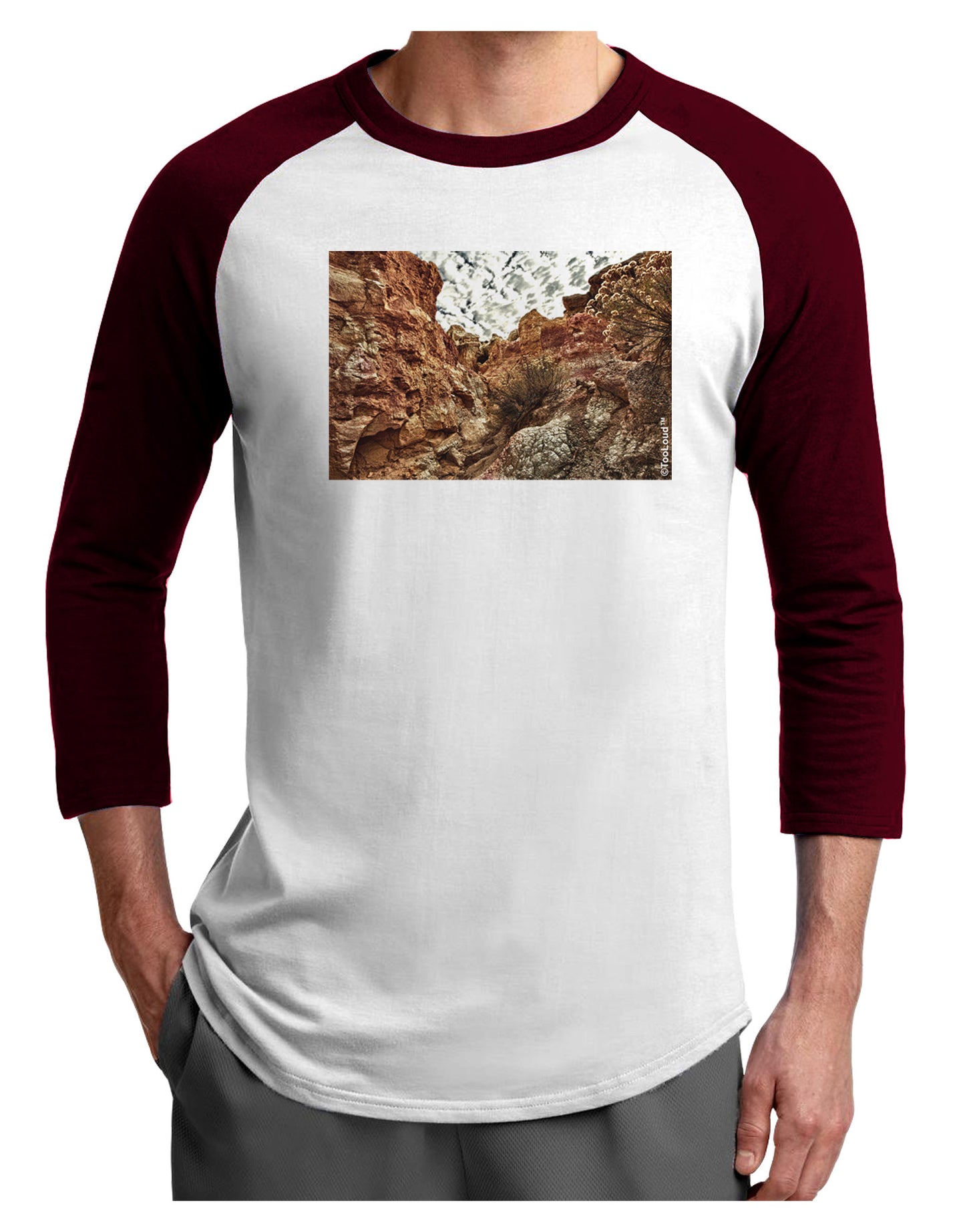 Colorado Painted Rocks Adult Raglan Shirt-Raglan Shirt-TooLoud-White-Cardinal-X-Small-Davson Sales