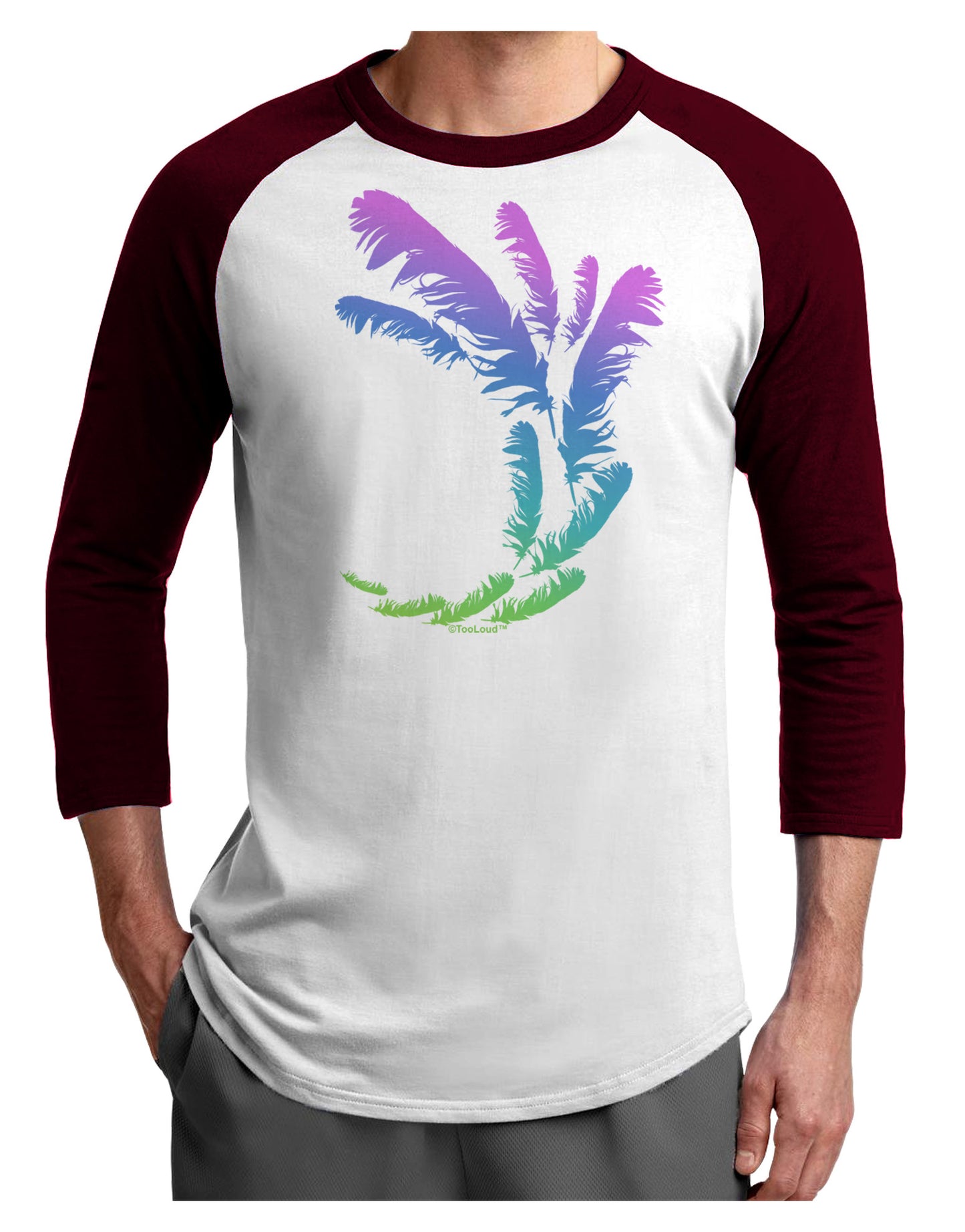 Tropical Feathers Adult Raglan Shirt-Raglan Shirt-TooLoud-White-Cardinal-X-Small-Davson Sales