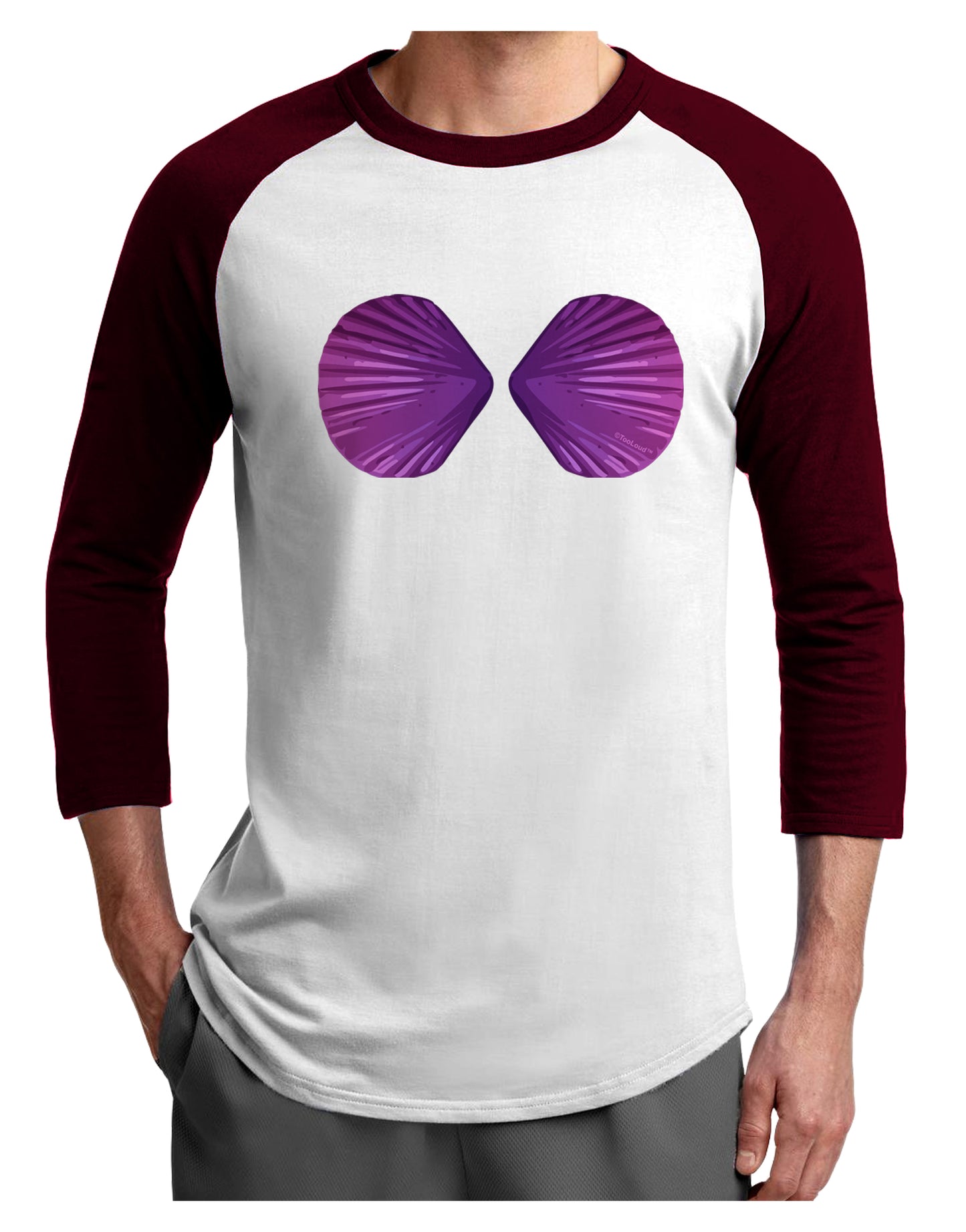 Mermaid Shell Bra Purple Adult Raglan Shirt by TooLoud-TooLoud-White-Cardinal-X-Small-Davson Sales