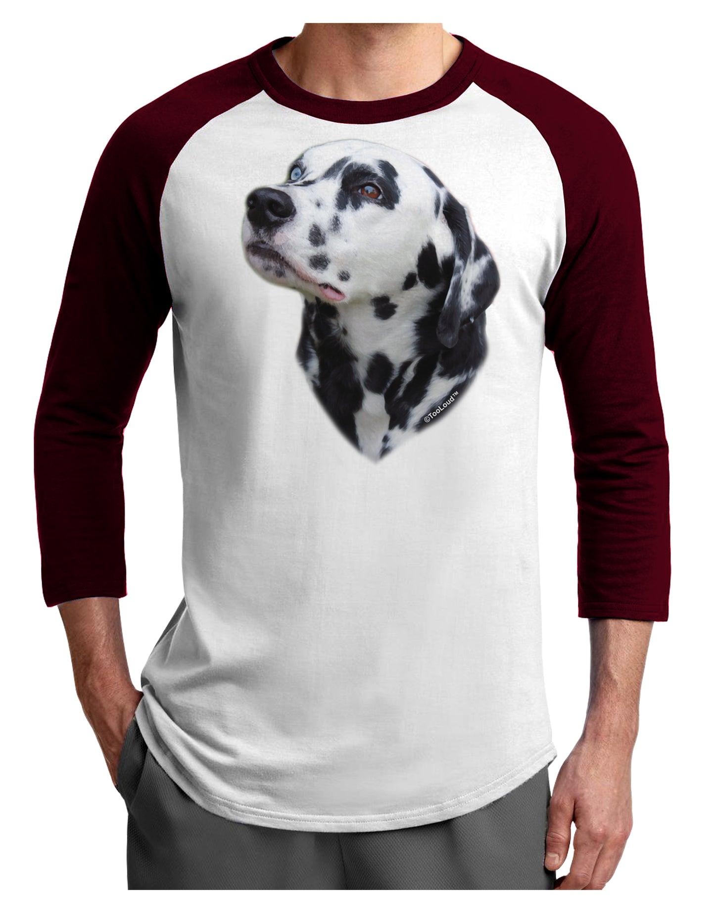 Dalmatian Portrait Adult Raglan Shirt by TooLoud-TooLoud-White-Cardinal-X-Small-Davson Sales