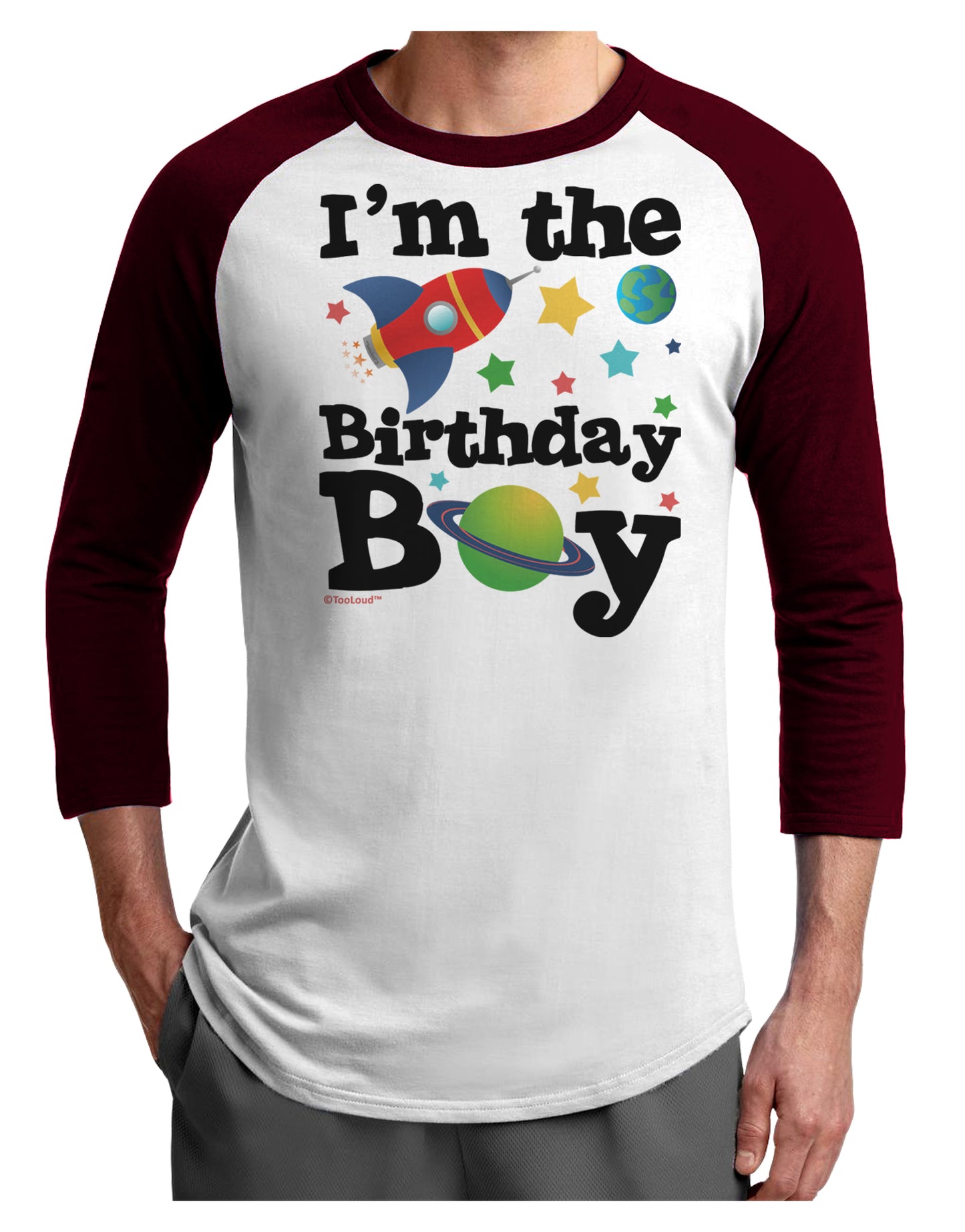 I'm the Birthday Boy - Outer Space Design Adult Raglan Shirt by TooLoud-TooLoud-White-Cardinal-X-Small-Davson Sales