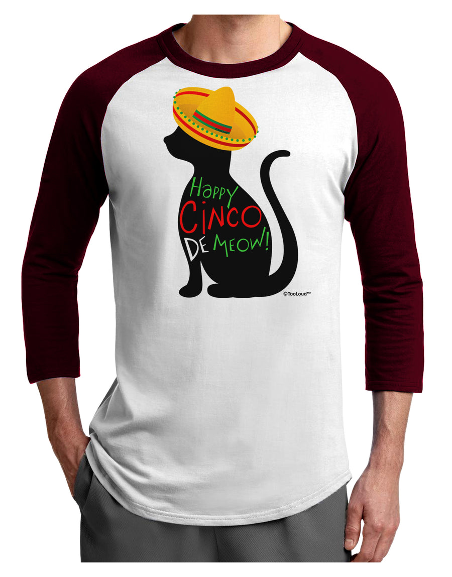 Happy Cinco de Meow - Cinco de Mayo Cat Adult Raglan Shirt by TooLoud-TooLoud-White-Black-X-Small-Davson Sales