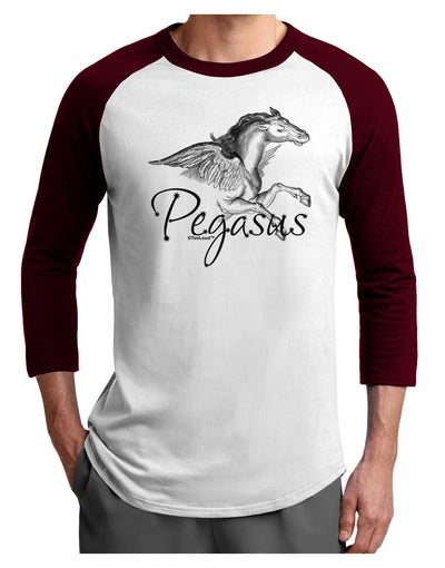 Pegasus Illustration Adult Raglan Shirt-TooLoud-White-Cardinal-X-Small-Davson Sales