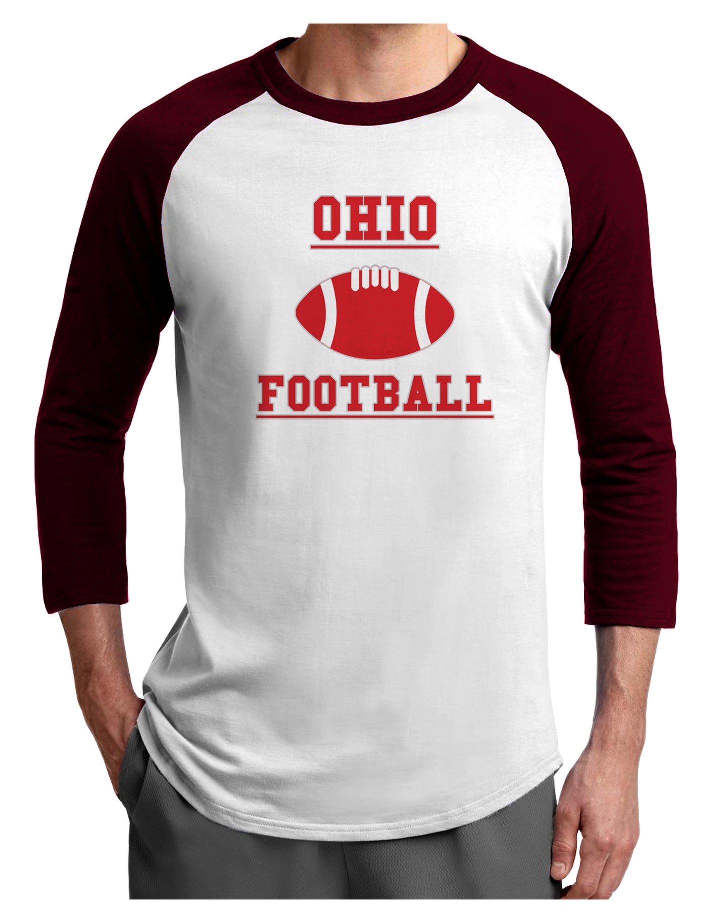 Ohio Football Adult Raglan Shirt by TooLoud-TooLoud-White-Cardinal-X-Small-Davson Sales
