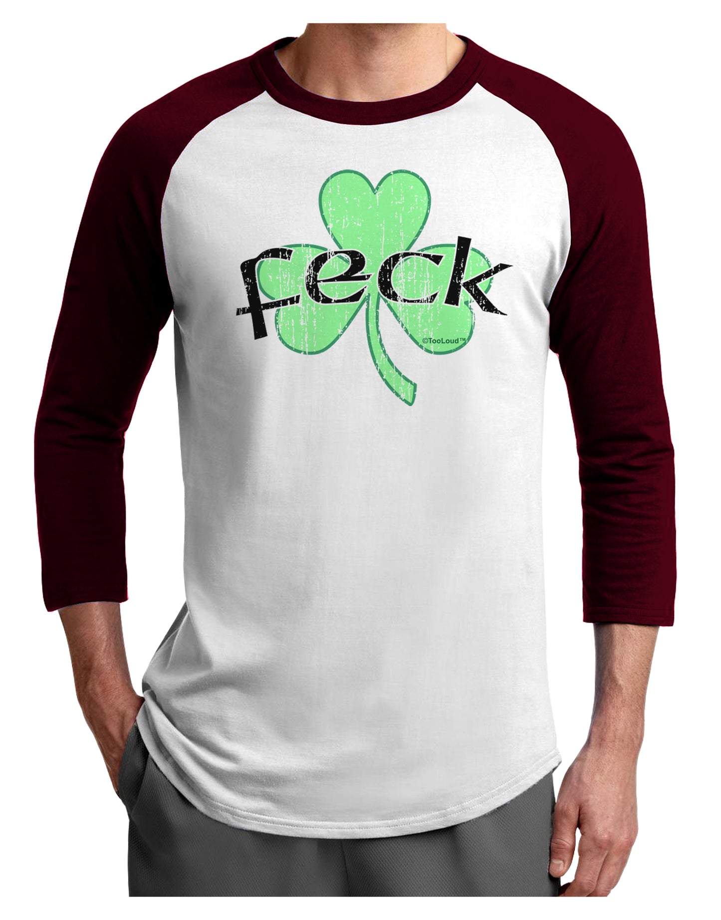 Feck - Clover Distressed Design Adult Raglan Shirt by TooLoud-TooLoud-White-Cardinal-X-Small-Davson Sales