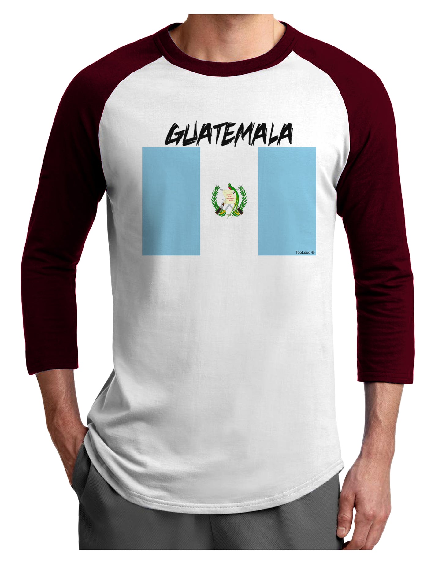 Guatamelan Flag Design Adult Raglan Shirt by TooLoud-TooLoud-White-Cardinal-X-Small-Davson Sales