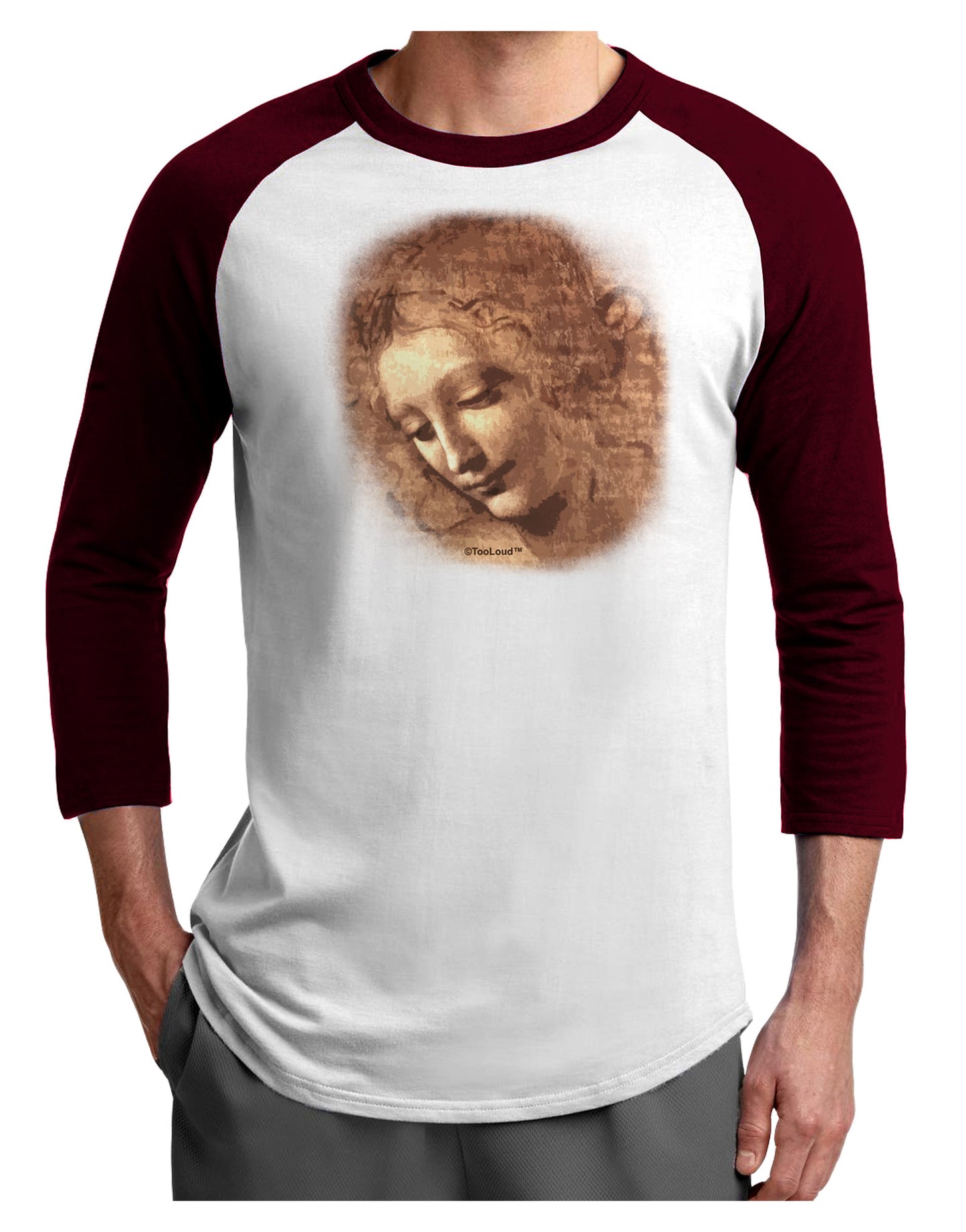 Lady With Disheveled Hair Adult Raglan Shirt-Raglan Shirt-TooLoud-White-Cardinal-X-Small-Davson Sales