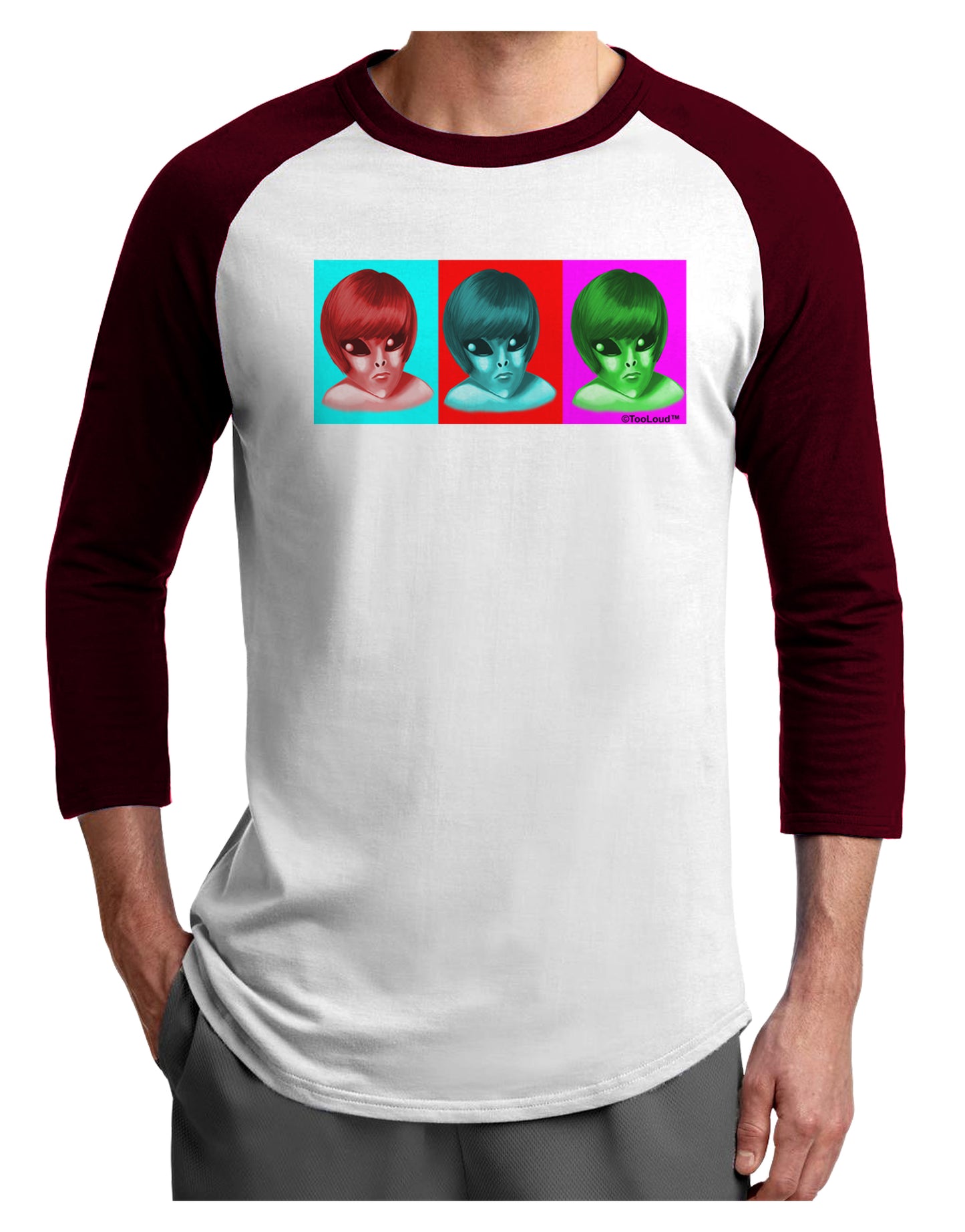 Extraterrestial Pop-art #2 Adult Raglan Shirt by TooLoud-TooLoud-White-Cardinal-X-Small-Davson Sales