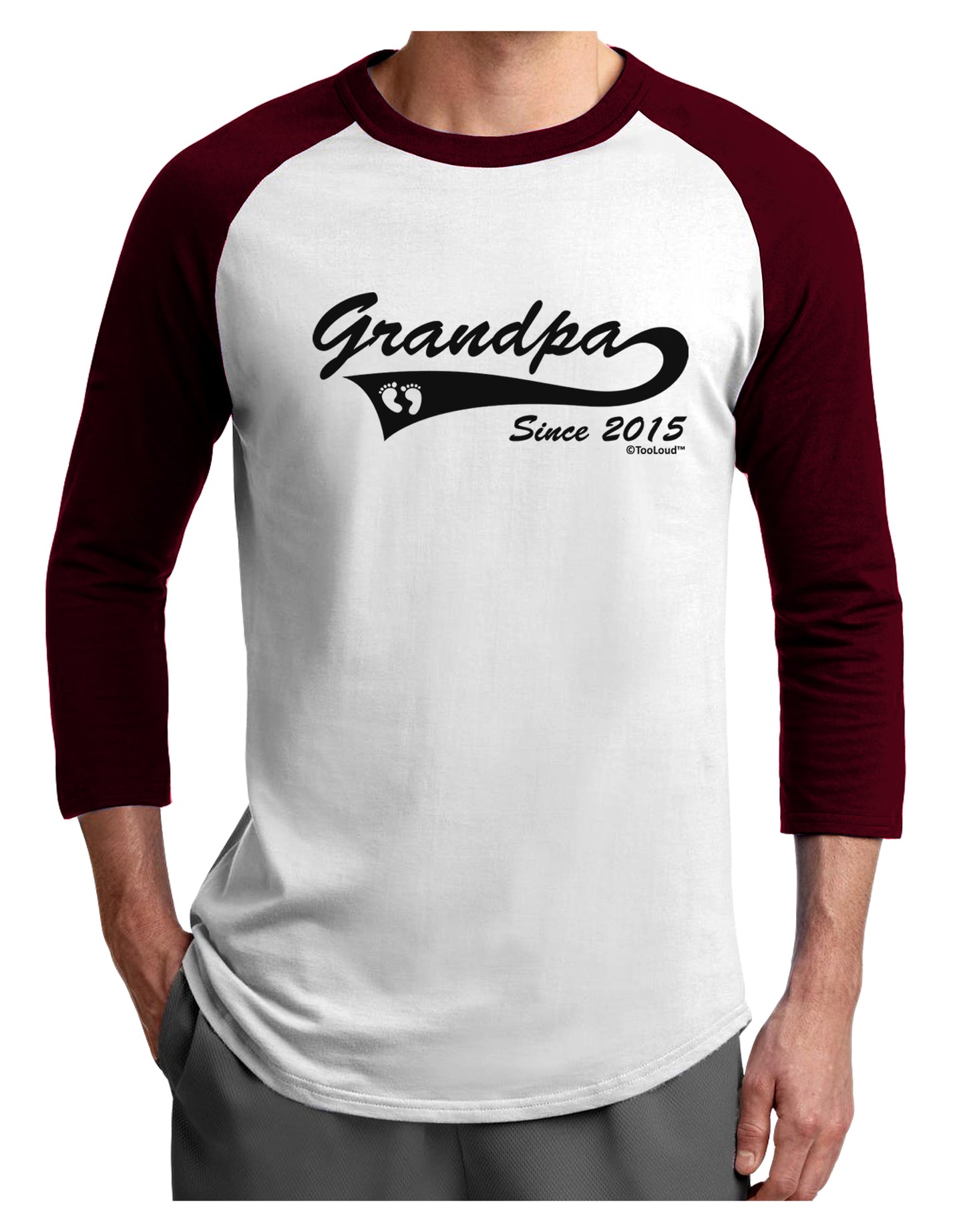 Grandpa Since 2015 Adult Raglan Shirt by TooLoud-TooLoud-White-Cardinal-X-Small-Davson Sales