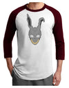 Scary Bunny Face Adult Raglan Shirt-TooLoud-White-Cardinal-X-Small-Davson Sales