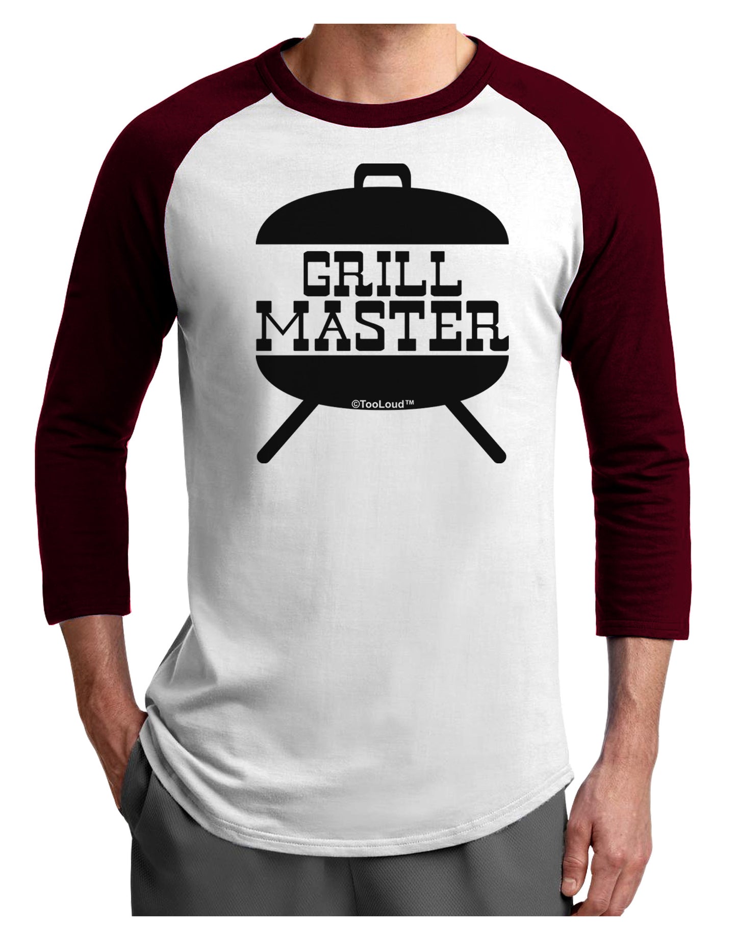 Grill Master Grill Design Adult Raglan Shirt-Raglan Shirt-TooLoud-White-Cardinal-X-Small-Davson Sales