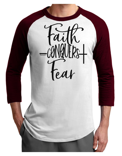 Faith Conquers Fear Adult Raglan Shirt-Mens T-Shirt-TooLoud-White-Cardinal-X-Small-Davson Sales