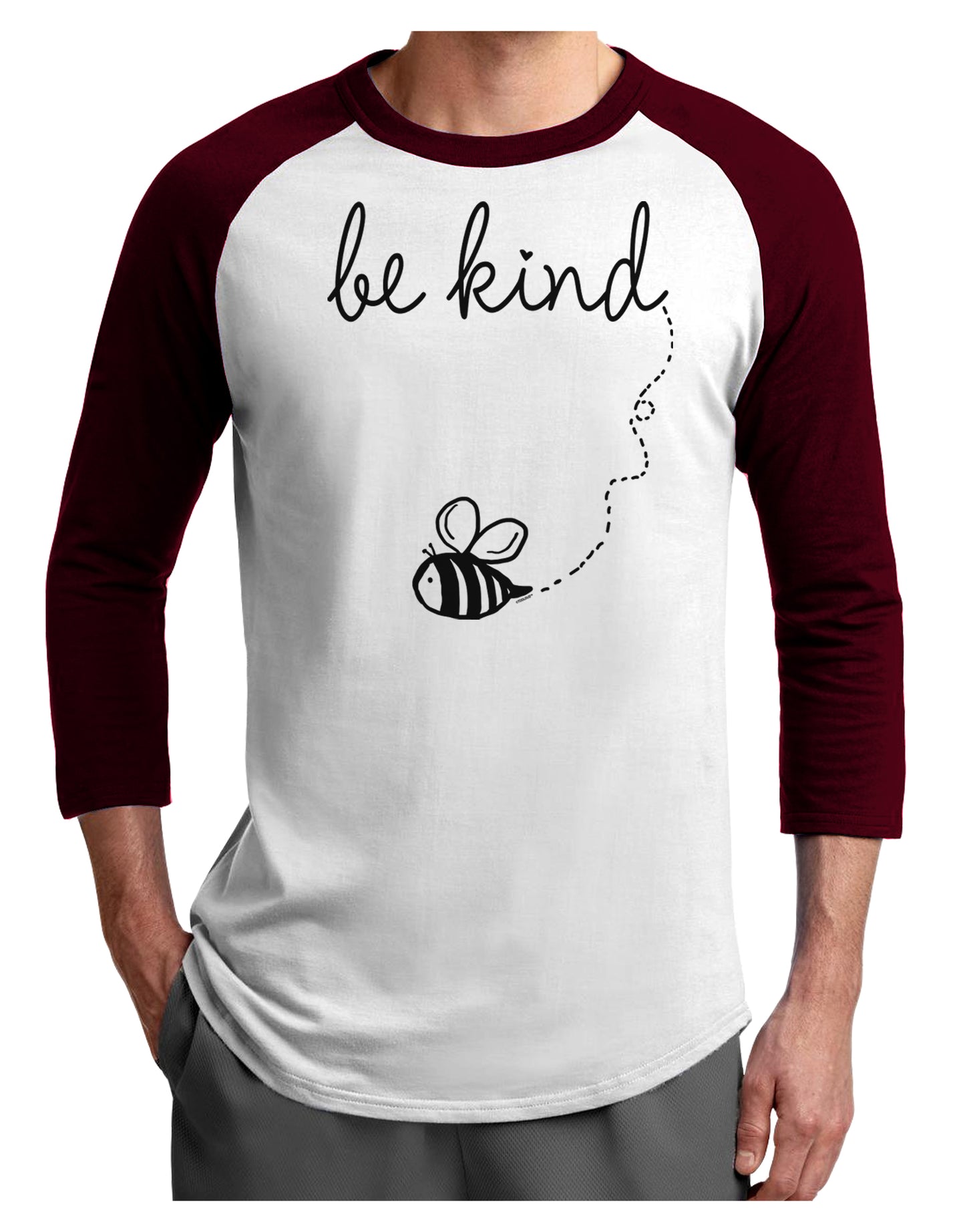 TooLoud Be Kind Adult Raglan Shirt-Mens-Tshirts-TooLoud-White-Cardinal-X-Small-Davson Sales