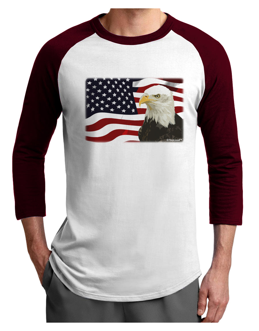 Patriotic USA Flag with Bald Eagle Adult Raglan Shirt by TooLoud-TooLoud-White-Black-X-Small-Davson Sales