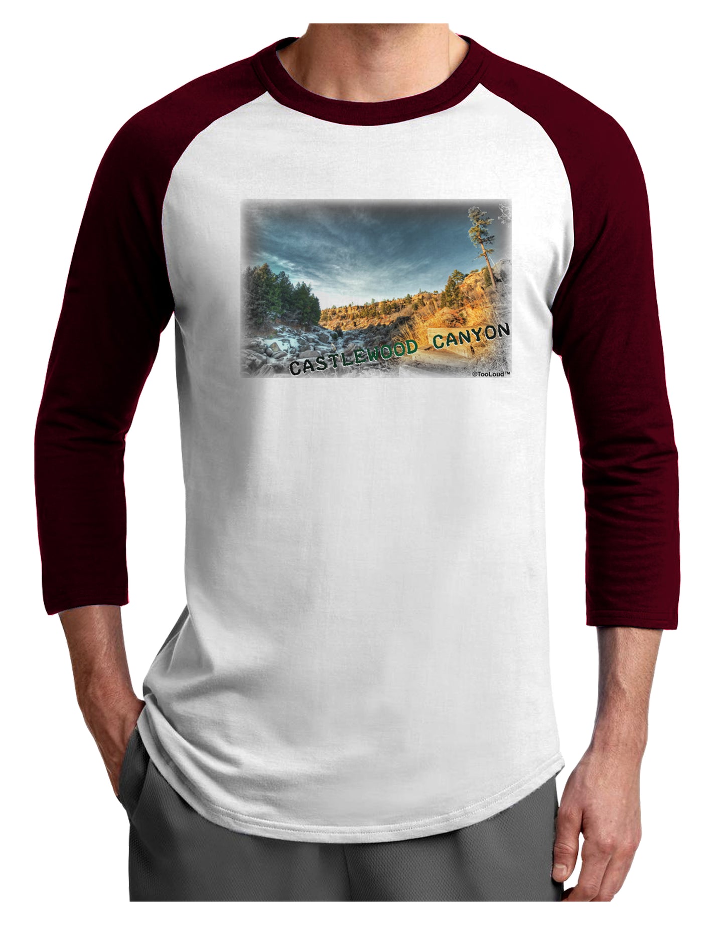 Castlewood Canyon Old Photo Adult Raglan Shirt-Raglan Shirt-TooLoud-White-Cardinal-X-Small-Davson Sales