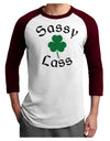 Sassy Lass St Patricks Day Adult Raglan Shirt-Raglan Shirt-TooLoud-White-Cardinal-X-Small-Davson Sales