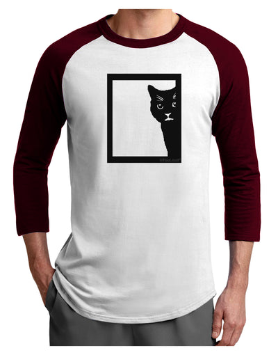 Cat Peeking Adult Raglan Shirt by TooLoud-TooLoud-White-Cardinal-X-Small-Davson Sales