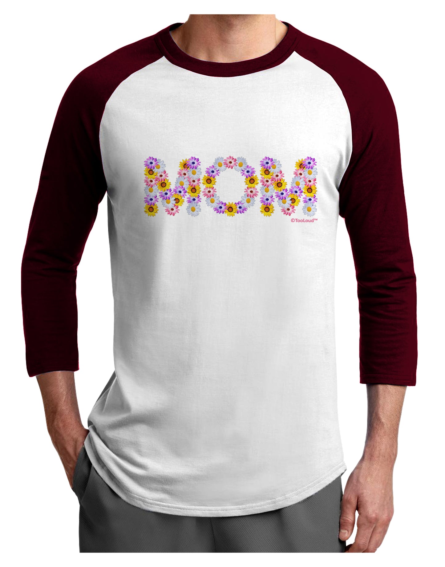Mom Flowers Design Adult Raglan Shirt by TooLoud-TooLoud-White-Cardinal-X-Small-Davson Sales