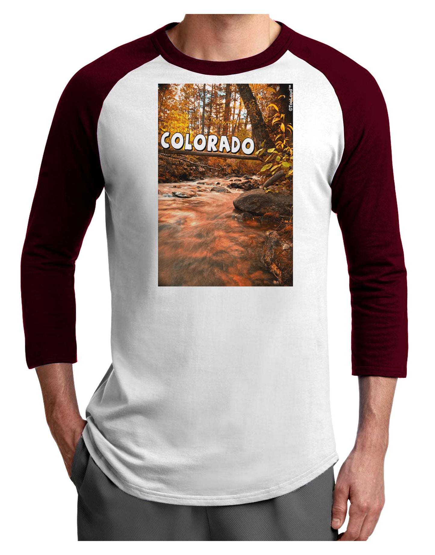 Mt Shavano Colorado Text Adult Raglan Shirt-TooLoud-White-Cardinal-X-Small-Davson Sales