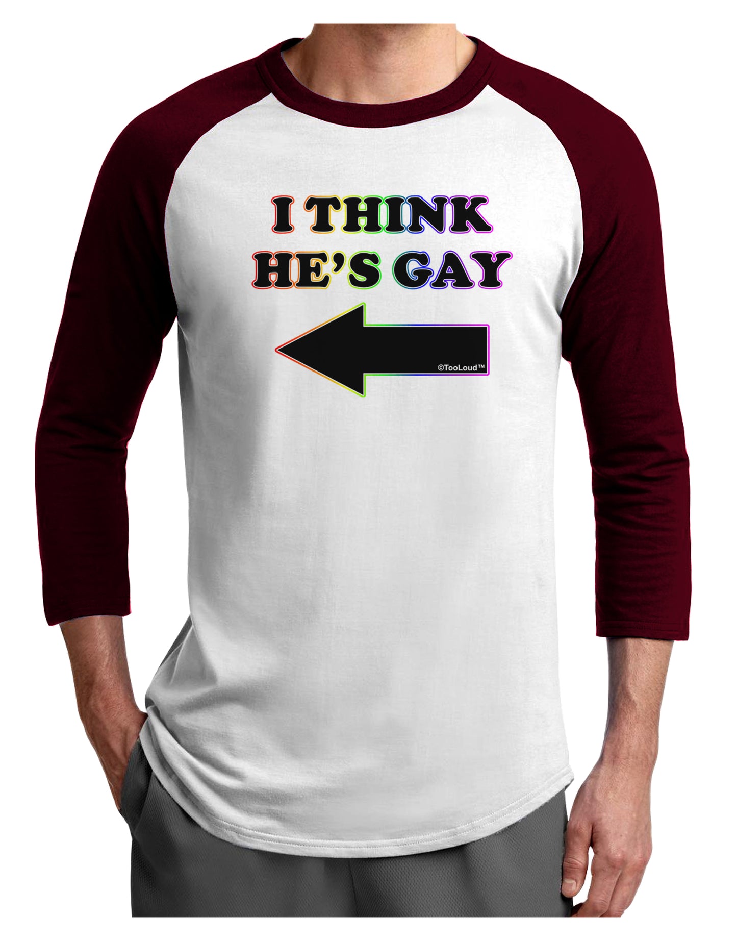 I Think He's Gay Left Adult Raglan Shirt by TooLoud-TooLoud-White-Cardinal-X-Small-Davson Sales