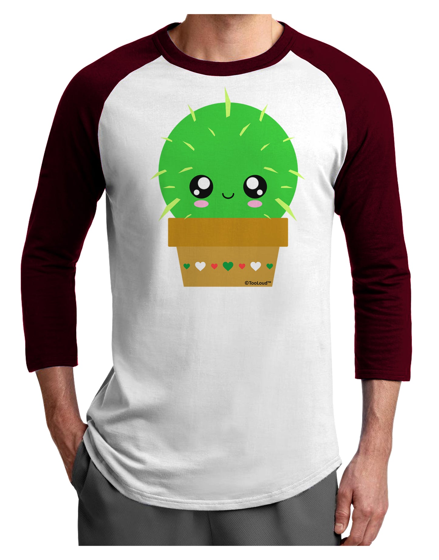 Cute Cactus Design Adult Raglan Shirt by TooLoud-TooLoud-White-Cardinal-X-Small-Davson Sales