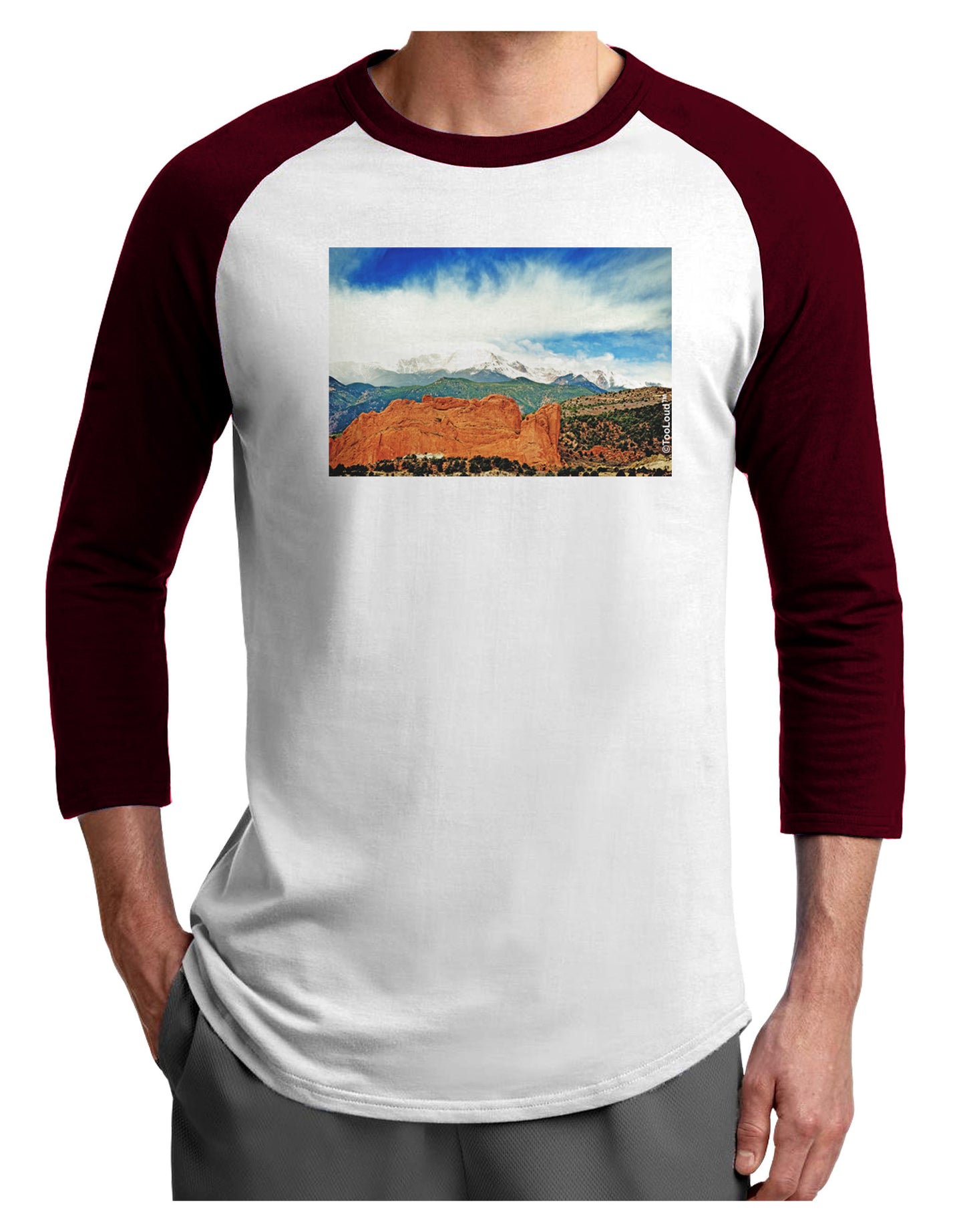 CO Beautiful View Adult Raglan Shirt-Raglan Shirt-TooLoud-White-Cardinal-X-Small-Davson Sales