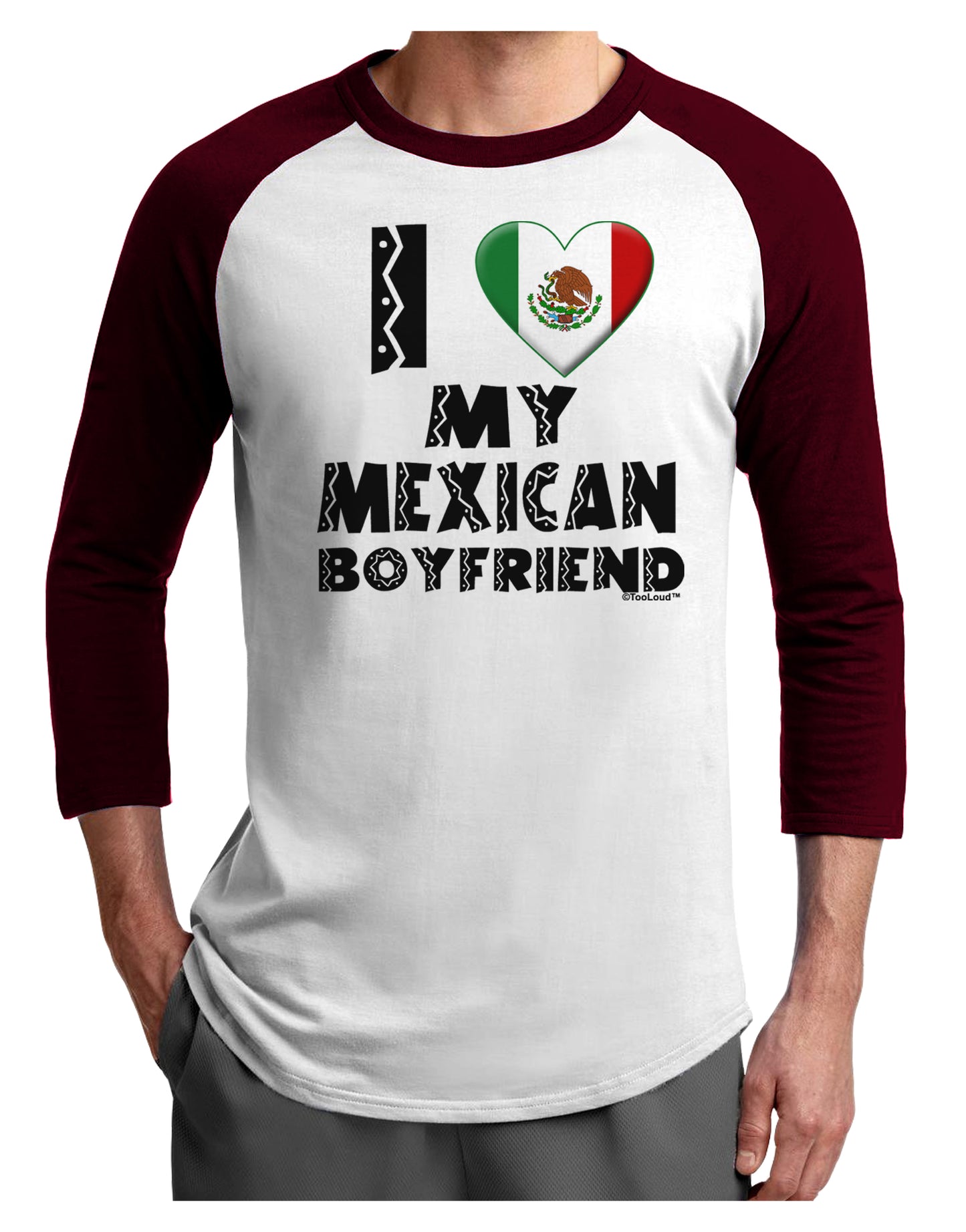 I Heart My Mexican Boyfriend Adult Raglan Shirt by TooLoud-TooLoud-White-Cardinal-X-Small-Davson Sales
