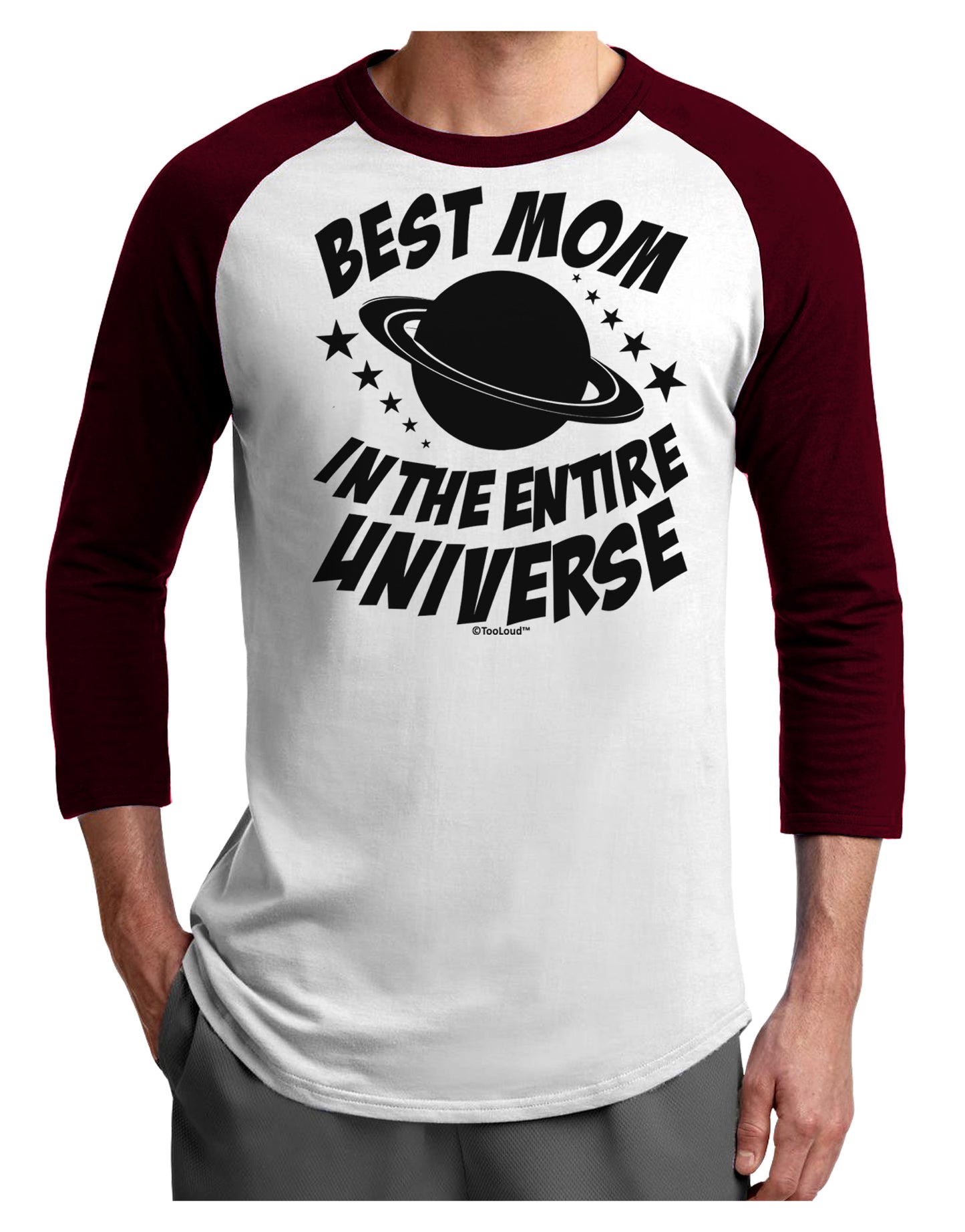 Best Mom in the Entire Universe Adult Raglan Shirt by TooLoud-TooLoud-White-Cardinal-X-Small-Davson Sales