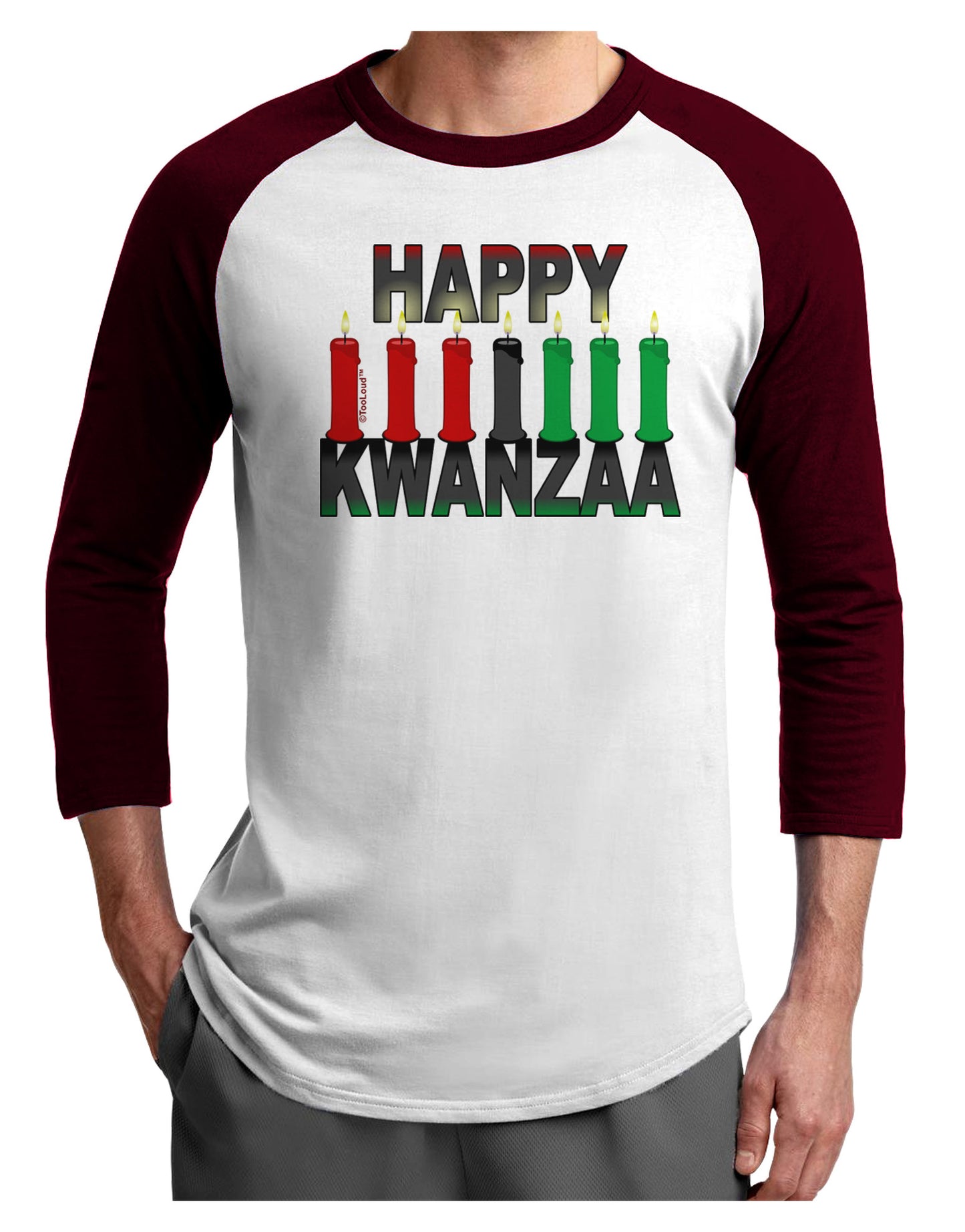 Happy Kwanzaa Candles Adult Raglan Shirt-Raglan Shirt-TooLoud-White-Cardinal-X-Small-Davson Sales